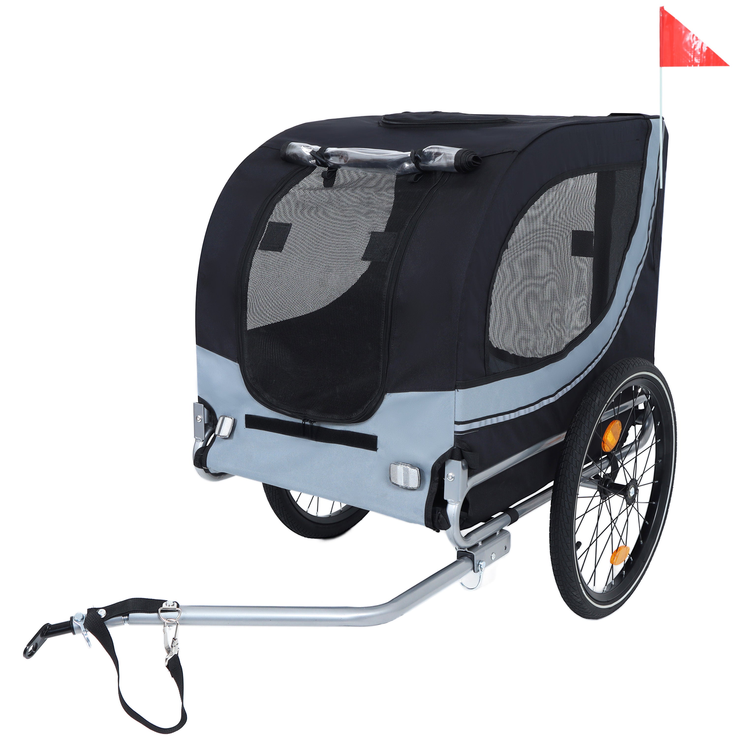 Outdoor 66-pound pet all-terrain folding bicycle trailer (Black+Gray)