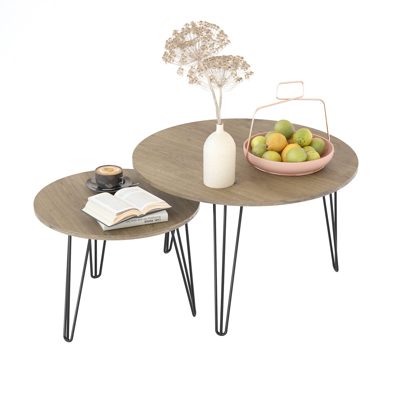 Coffee table with nested marble patterns (Brown)
