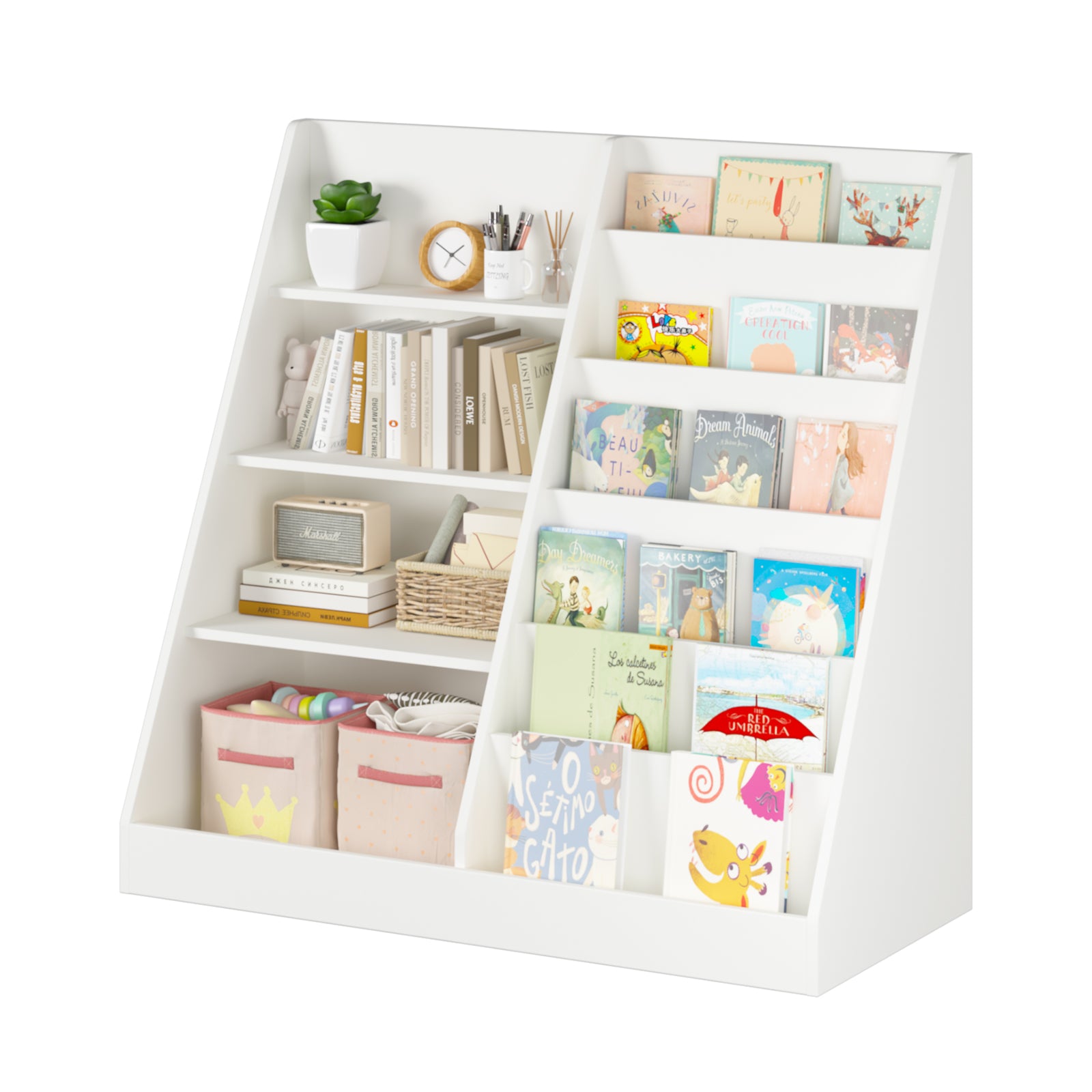 Organizer of children's bookshelves and toy storage