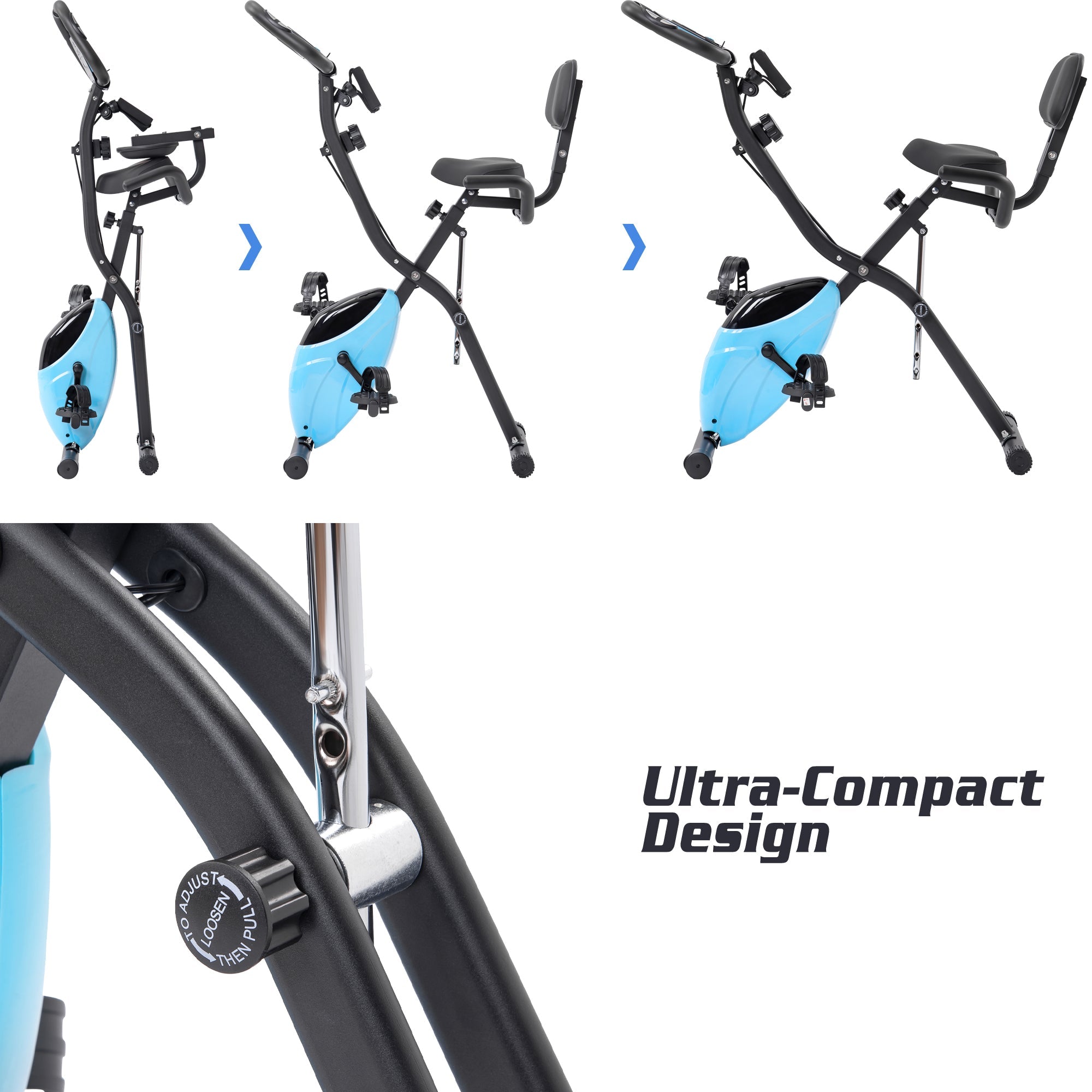 16 - level adjustable resistance folding sports bicycle(Blue) - KiKiUMi