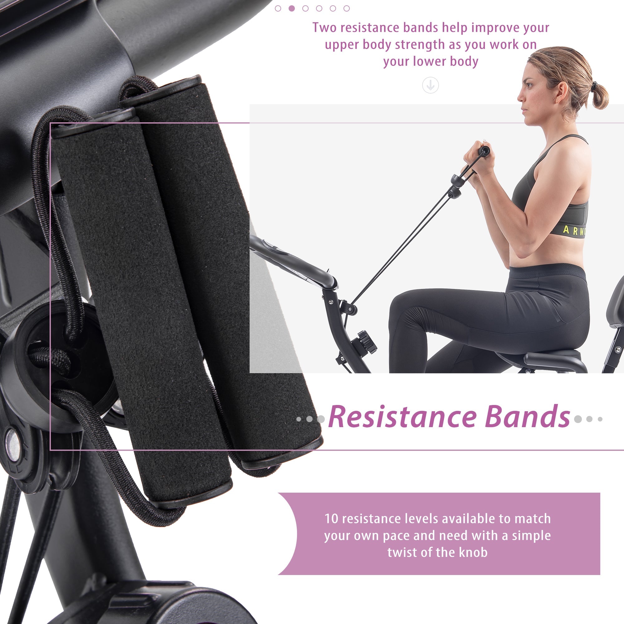 16 - level adjustable resistance folding sports bicycle(Pink) - KiKiUMi