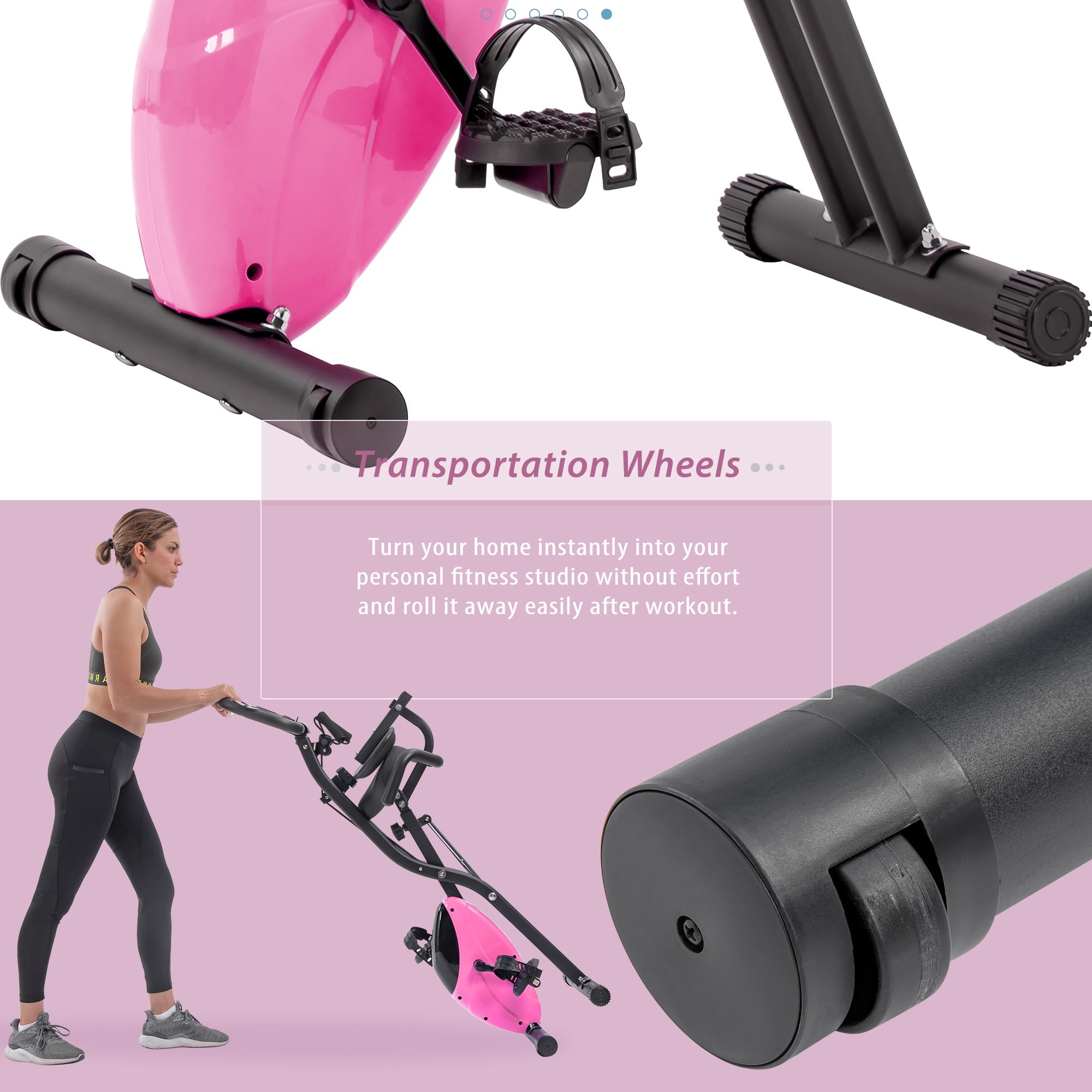 16 - level adjustable resistance folding sports bicycle(Pink) - KiKiUMi