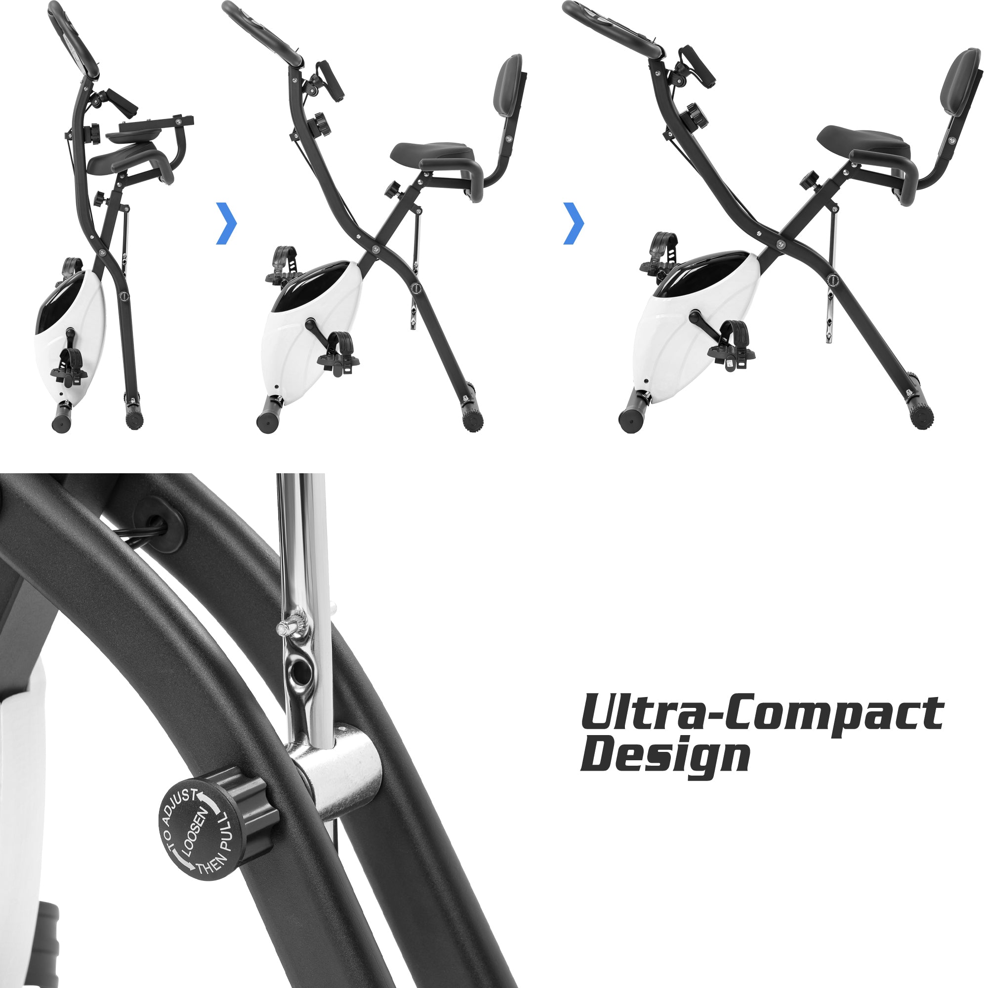 16 - level adjustable resistance folding sports bicycle(White) - KiKiUMi