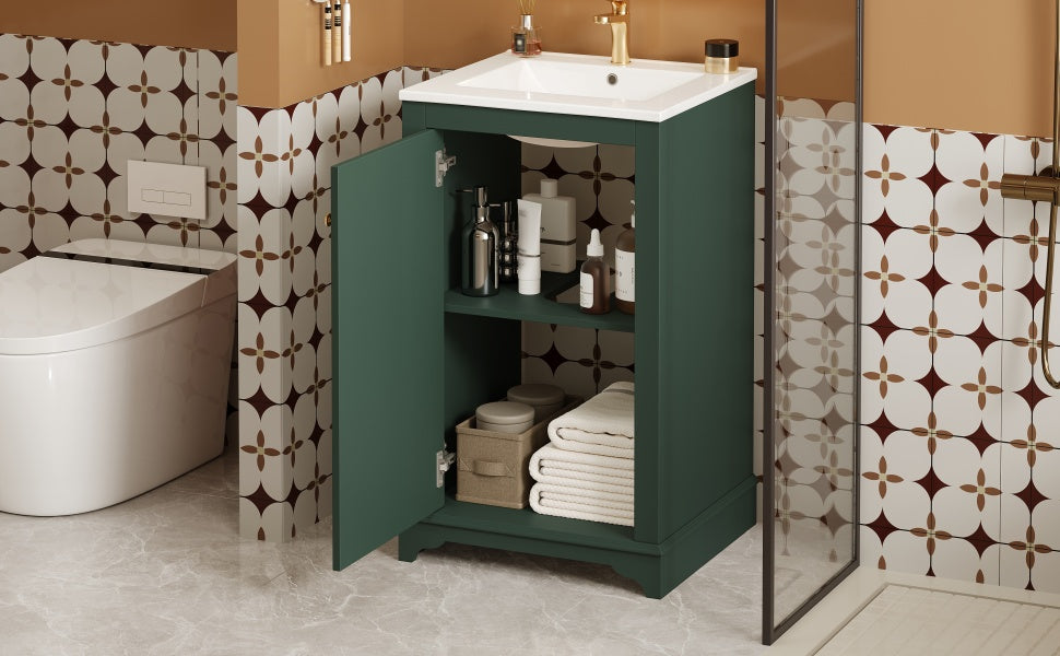Modern style 20-inch green ceramic sink bathroom dressing table