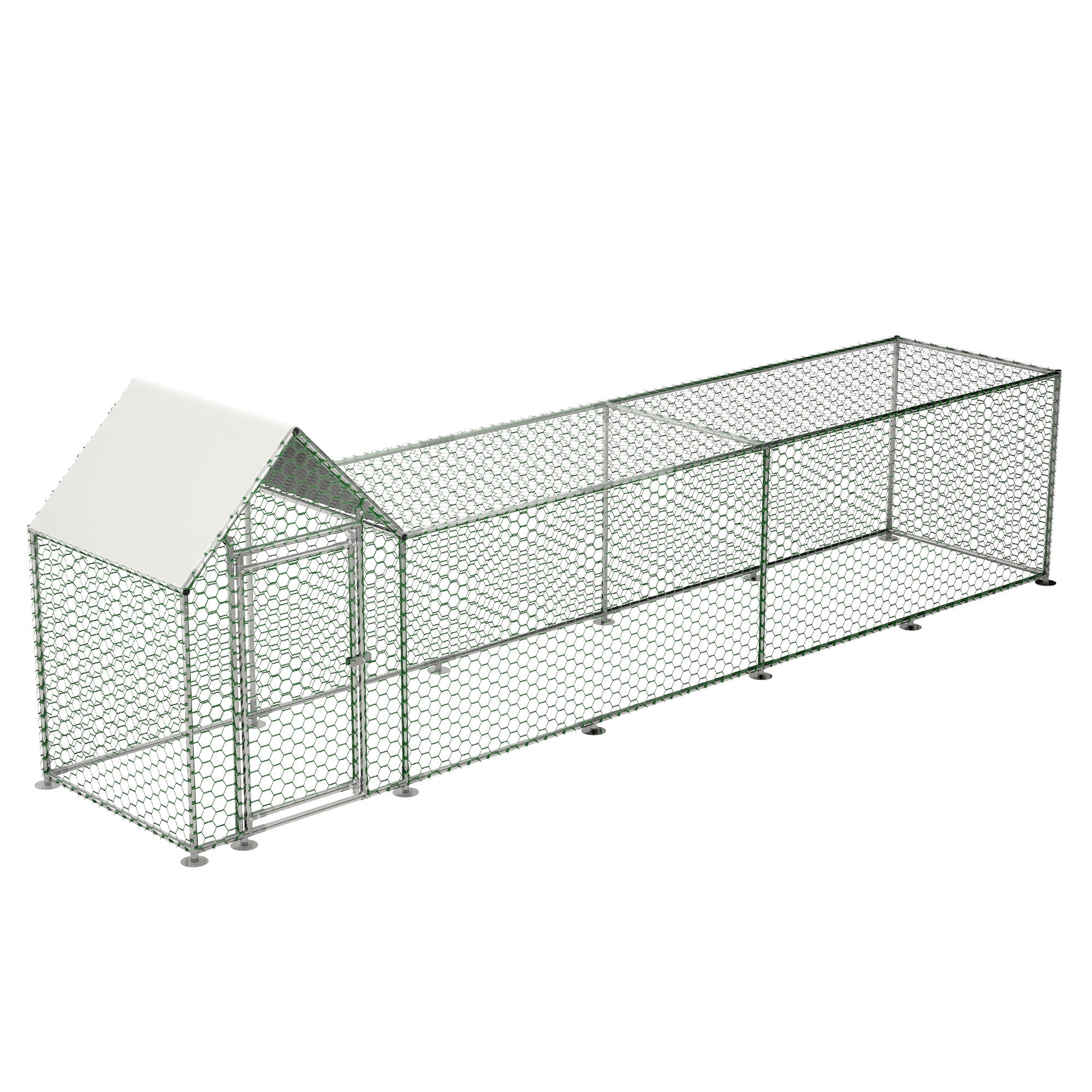 16x3FT Metal Chicken Coop Run Backyard Hen House Poultry Habitat Cage w/Cover - KiKiUMi