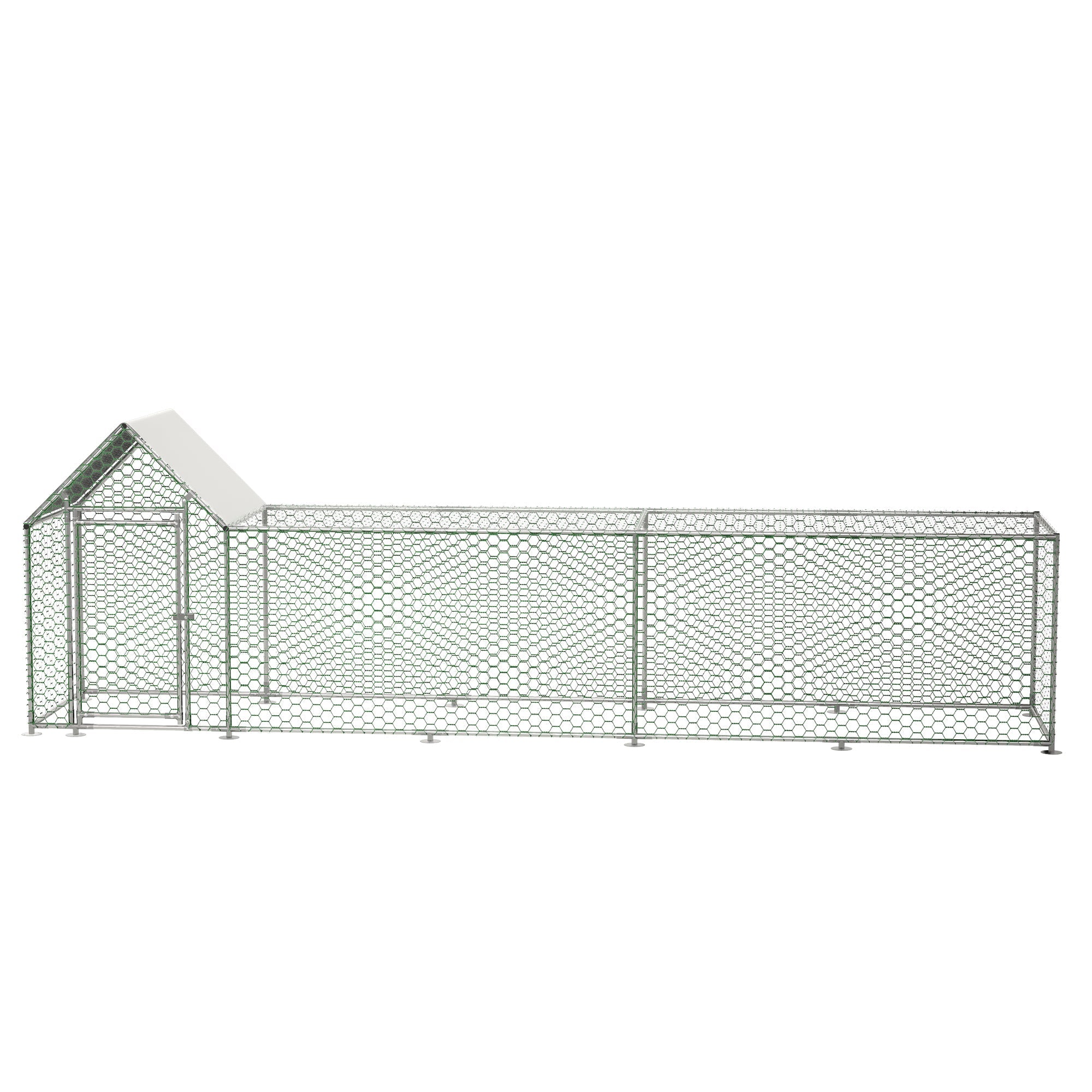 16x3FT Metal Chicken Coop Run Backyard Hen House Poultry Habitat Cage w/Cover - KiKiUMi