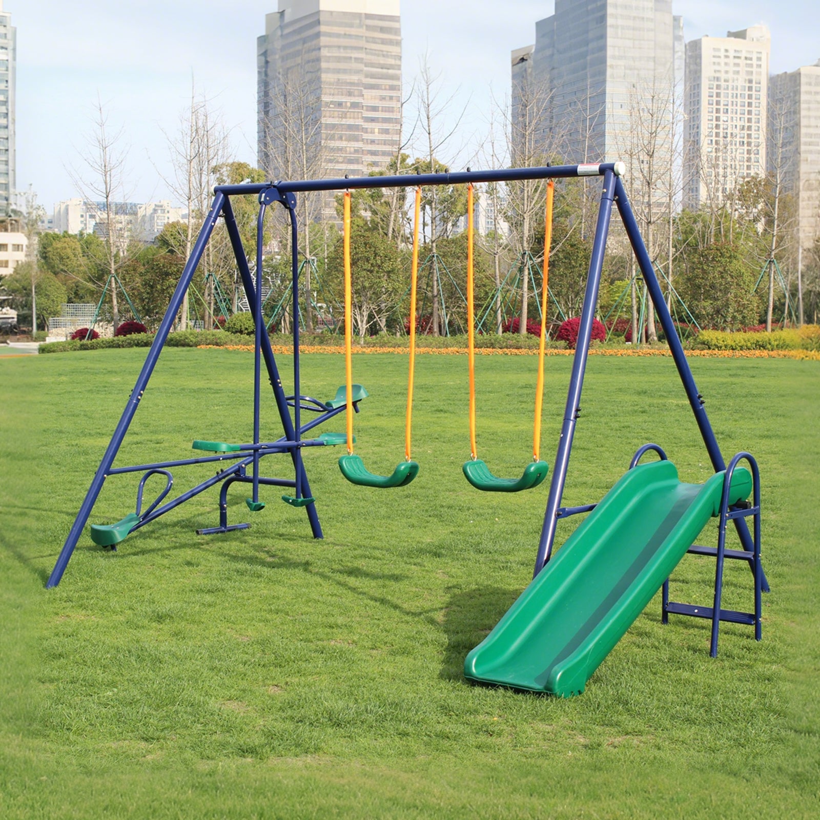 Metal Swing Set w/ Slide