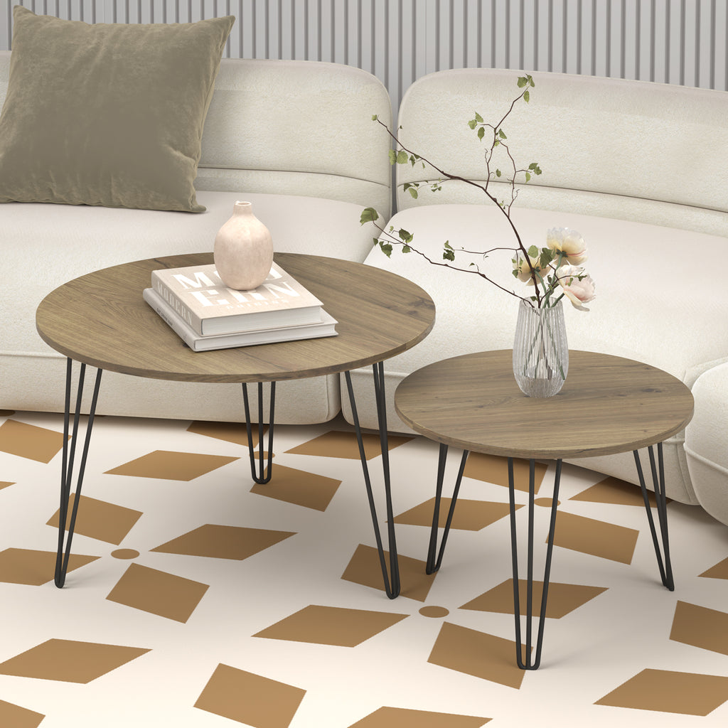 Coffee table with nested marble patterns (Brown)