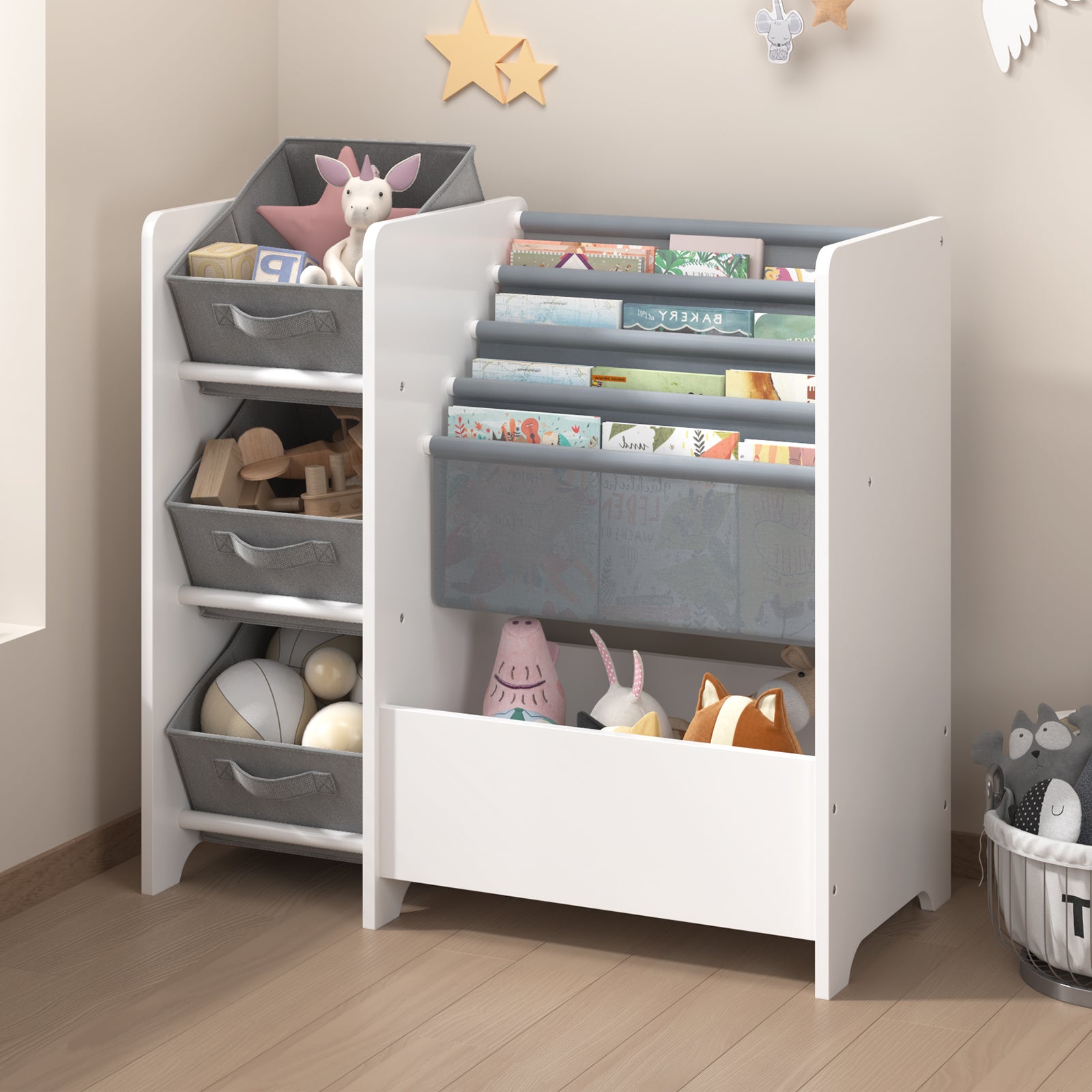 Multi-functional children's bookshelf and toy storage