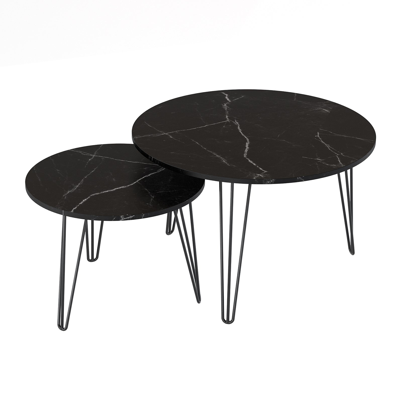 Coffee table with nested marble patterns (Black)