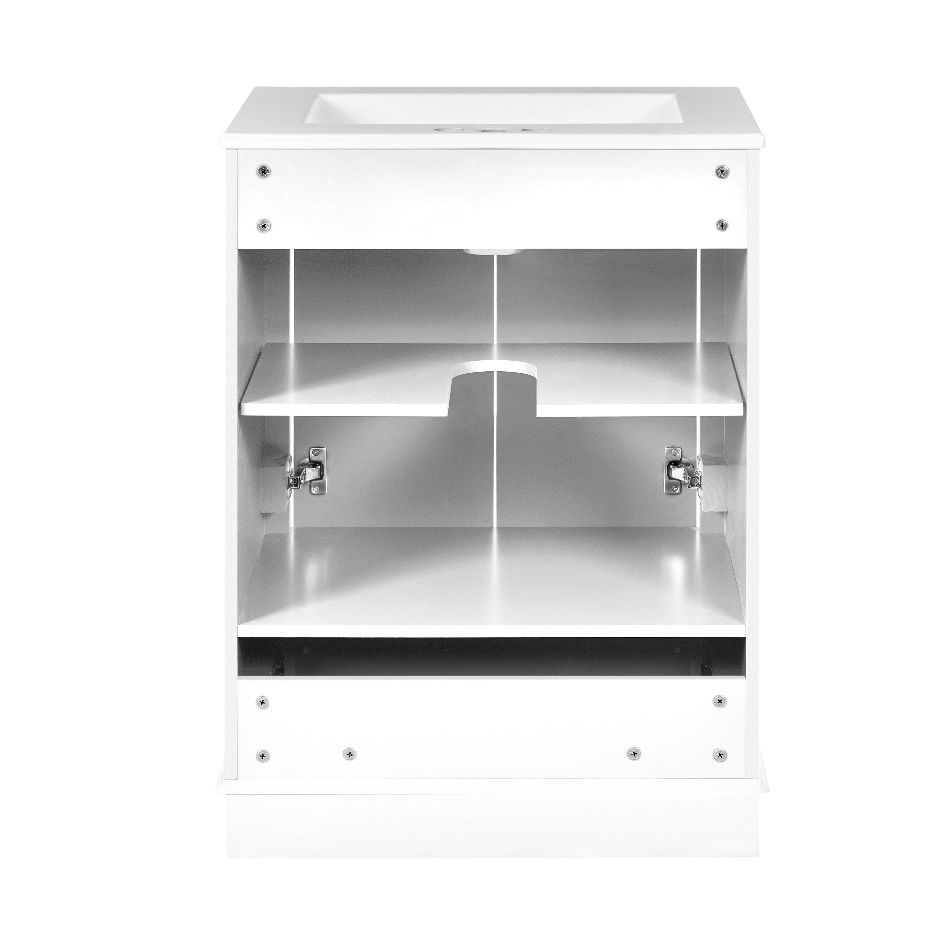 24-inch ceramic sink bathroom dressing table, modern standalone storage cabinet(white)