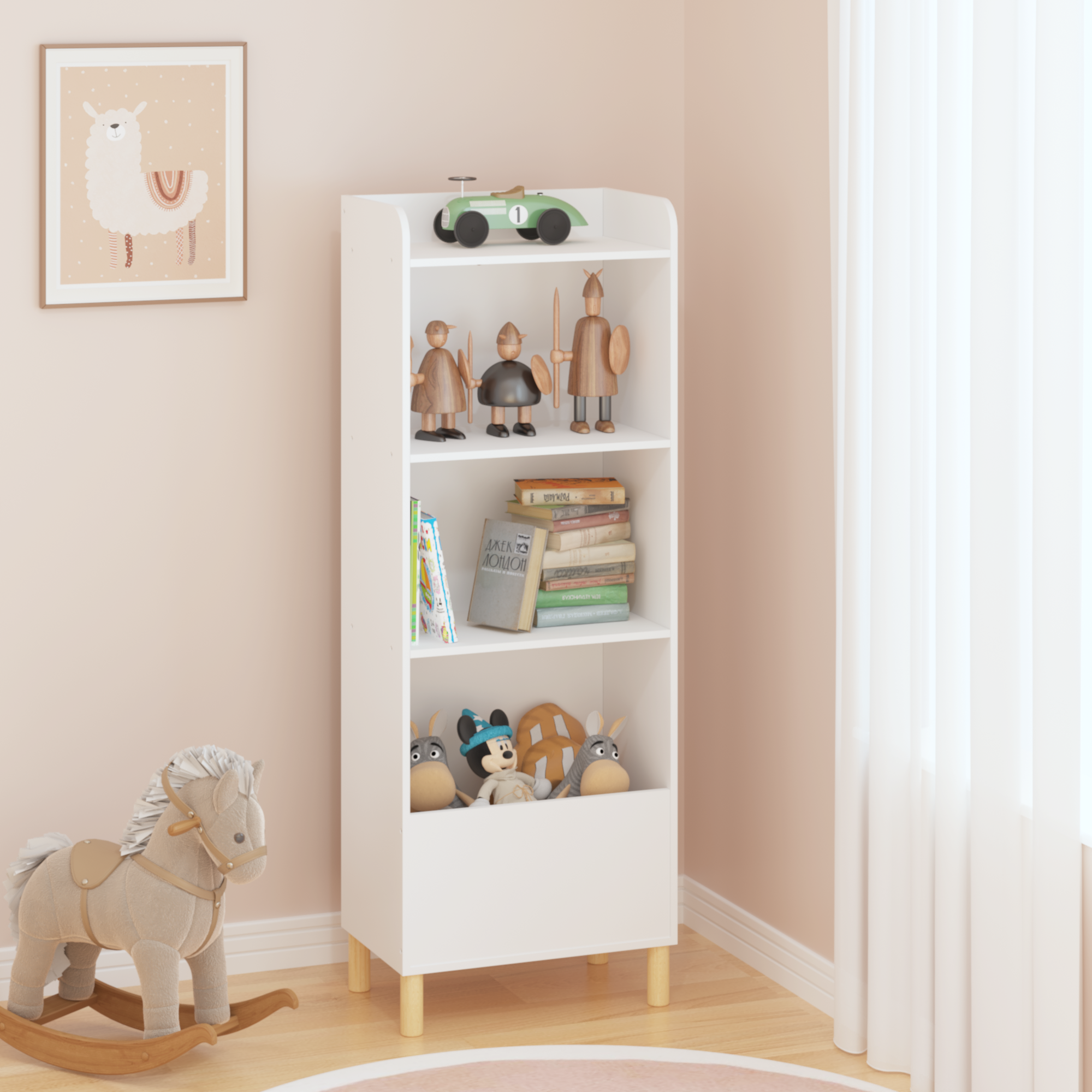 Organizer of children's bookshelf toy storage cabinet