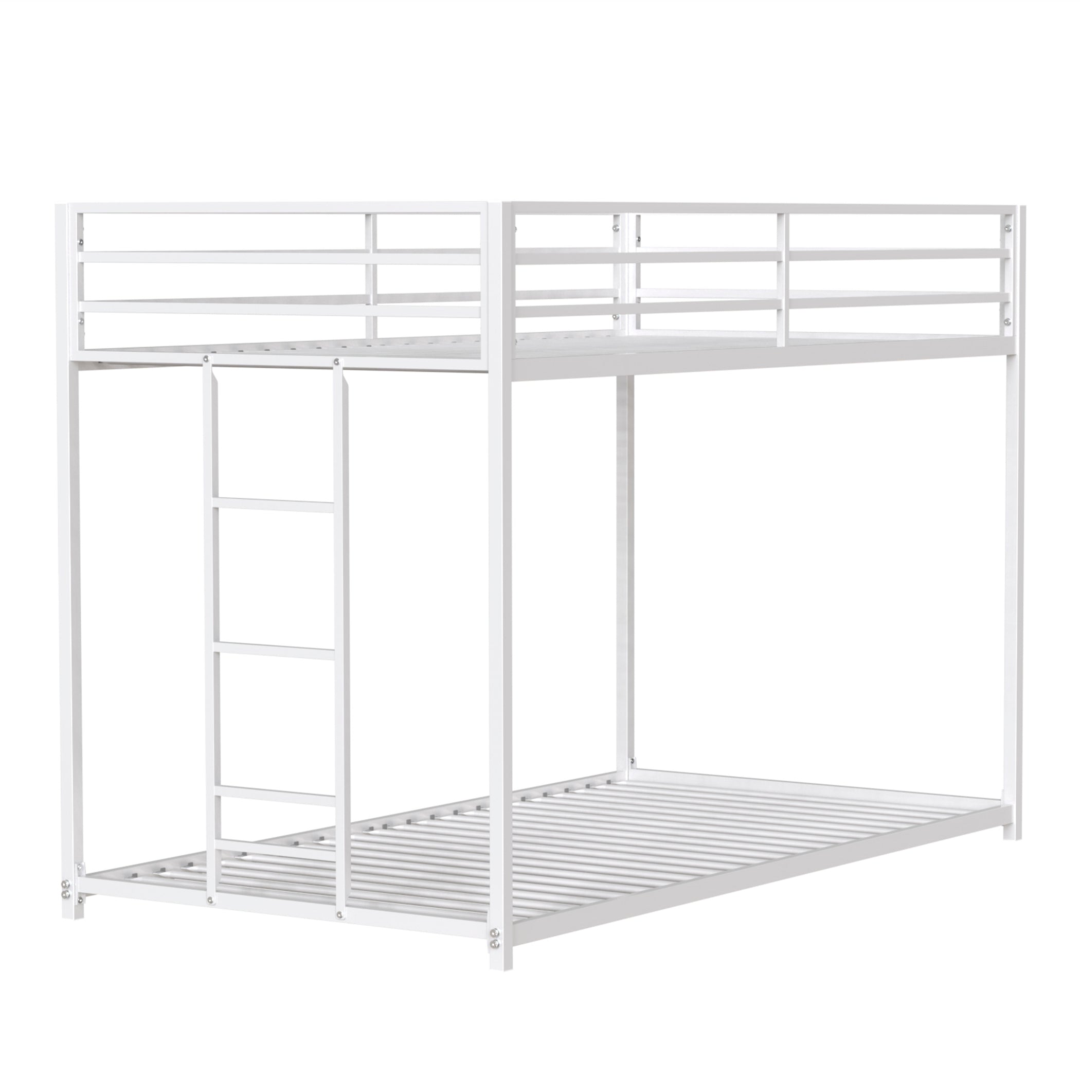 Sturdy white metal double bed