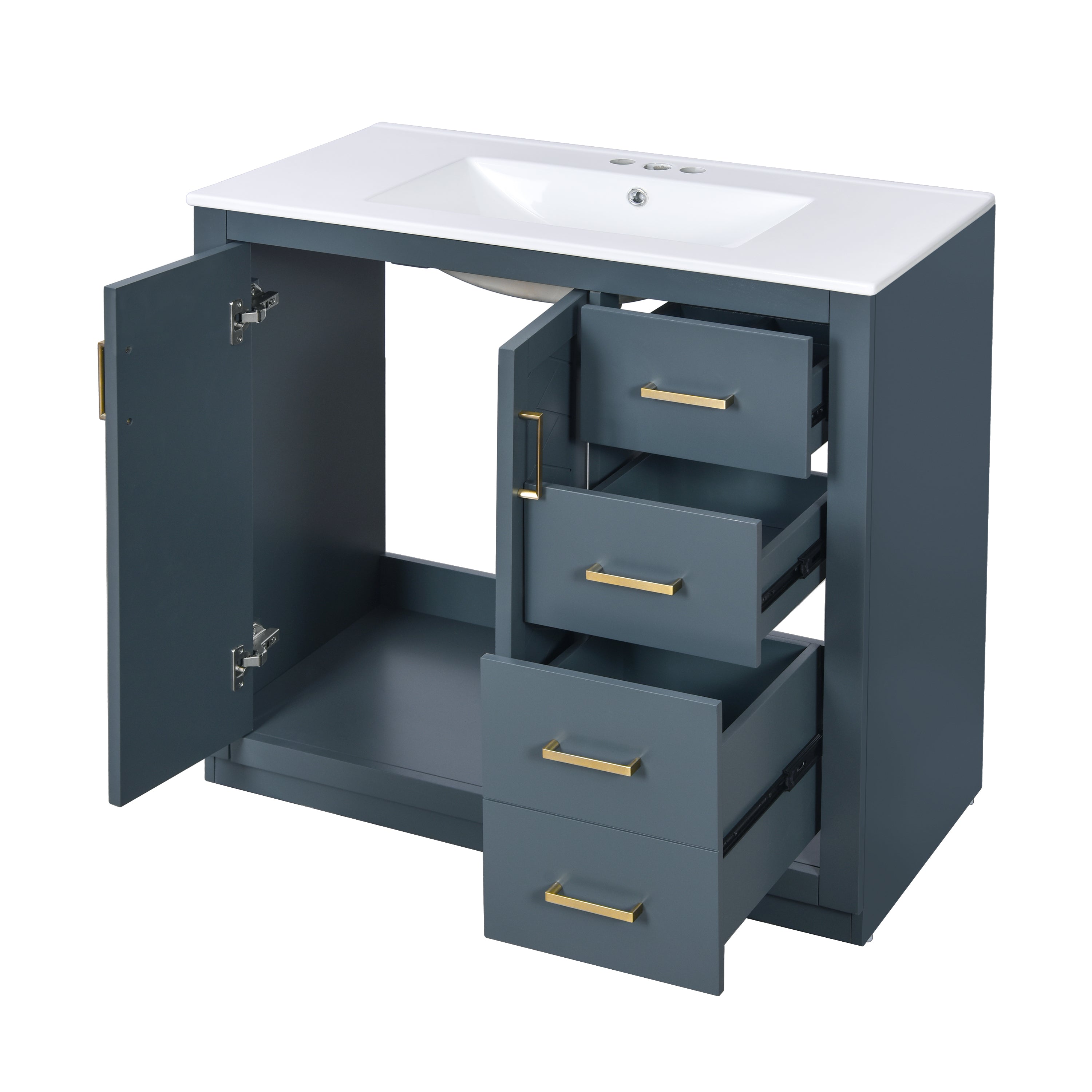 36 "Solid Wood Frame Independent Dressing Table Set (blue)