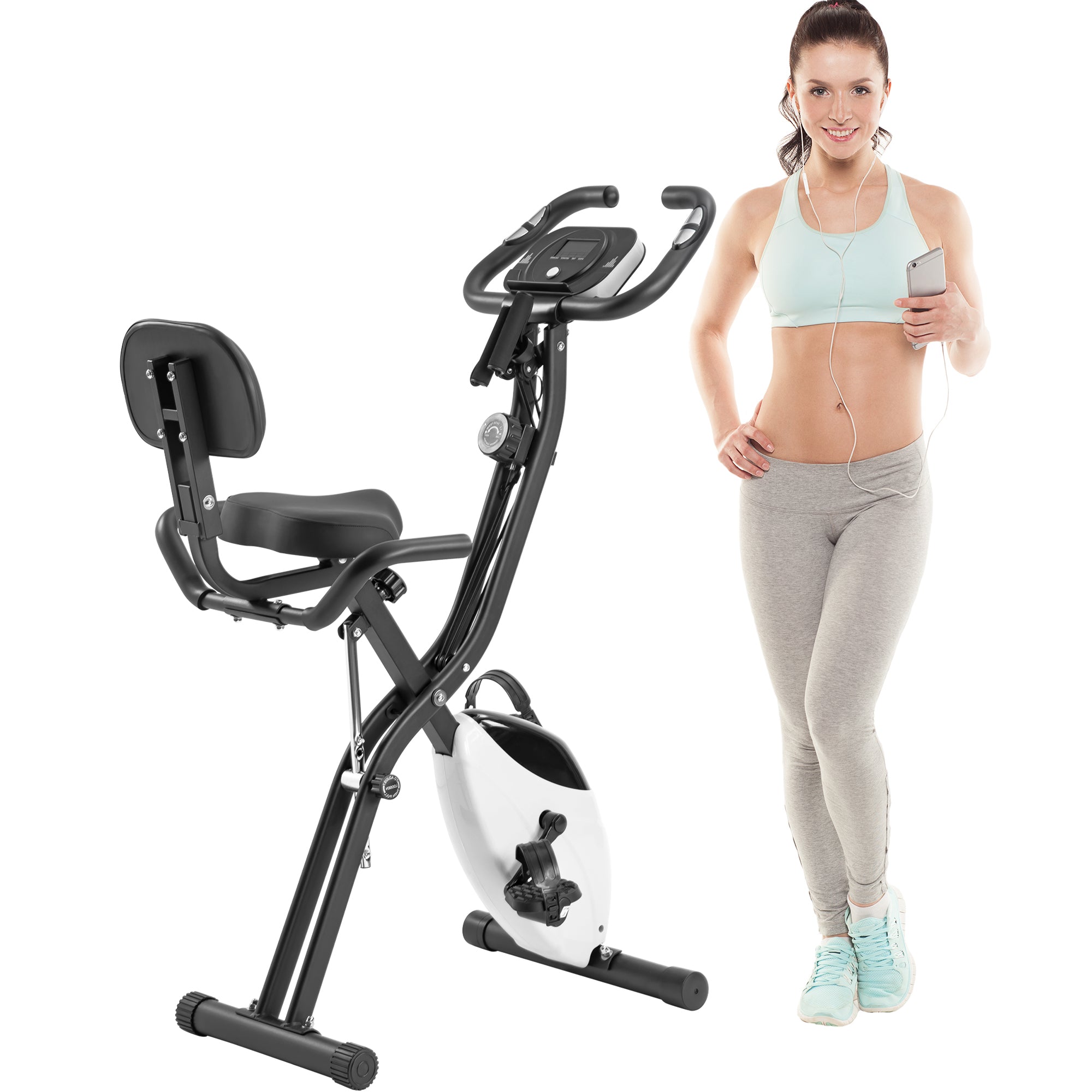 16-level adjustable resistance folding sports bicycle(White)