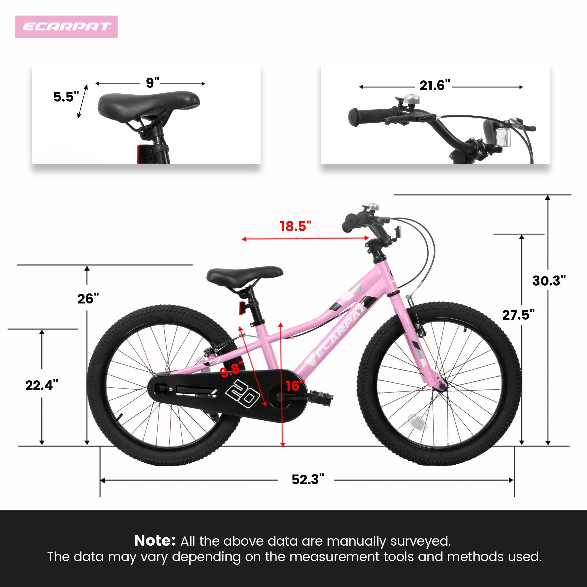 20 - inch 1 - speed children's bicycle, front V - shaped brake, rear holding brake - KiKiUMi