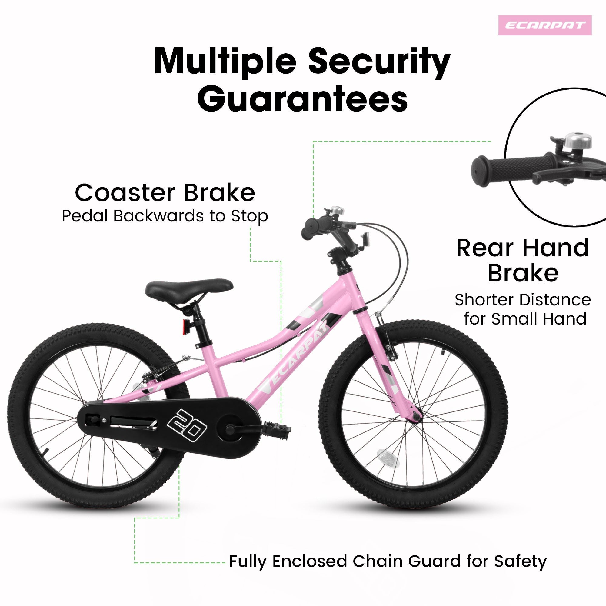 20 - inch 1 - speed children's bicycle, front V - shaped brake, rear holding brake - KiKiUMi