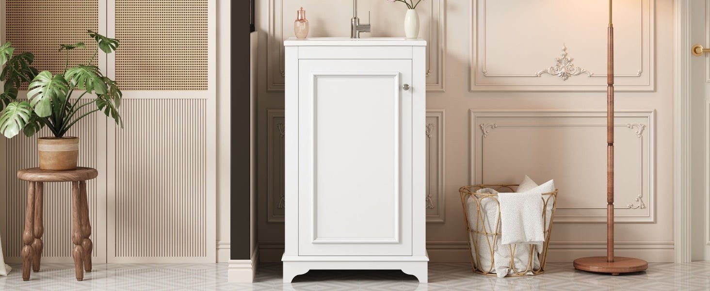 20 - inch bathroom independent single dressing table set, ceramic sink - KiKiUMi