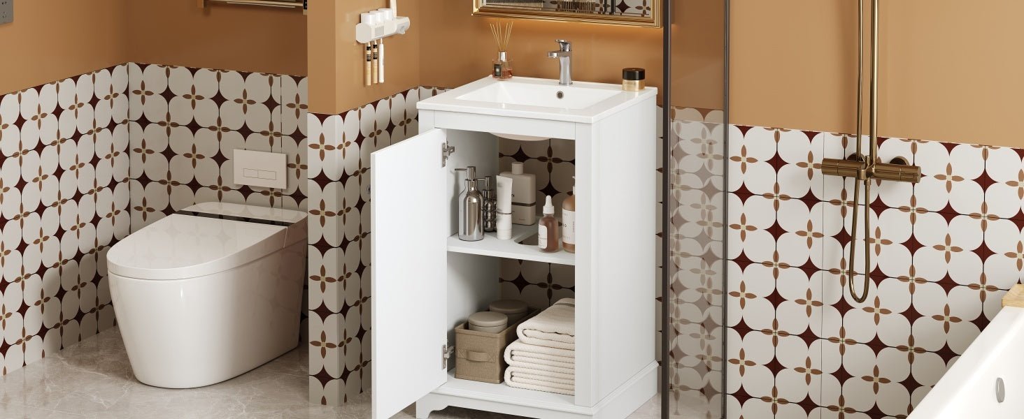 20 - inch bathroom independent single dressing table set, ceramic sink - KiKiUMi