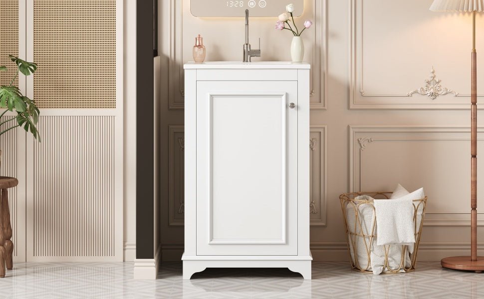 20 - inch bathroom independent single dressing table set, ceramic sink - KiKiUMi