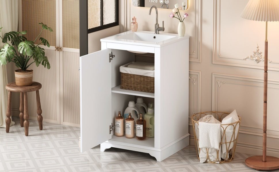 20 - inch bathroom independent single dressing table set, ceramic sink - KiKiUMi