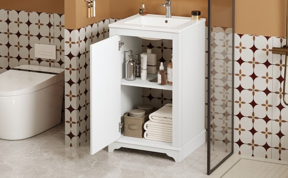 20 - inch bathroom independent single dressing table set, ceramic sink - KiKiUMi