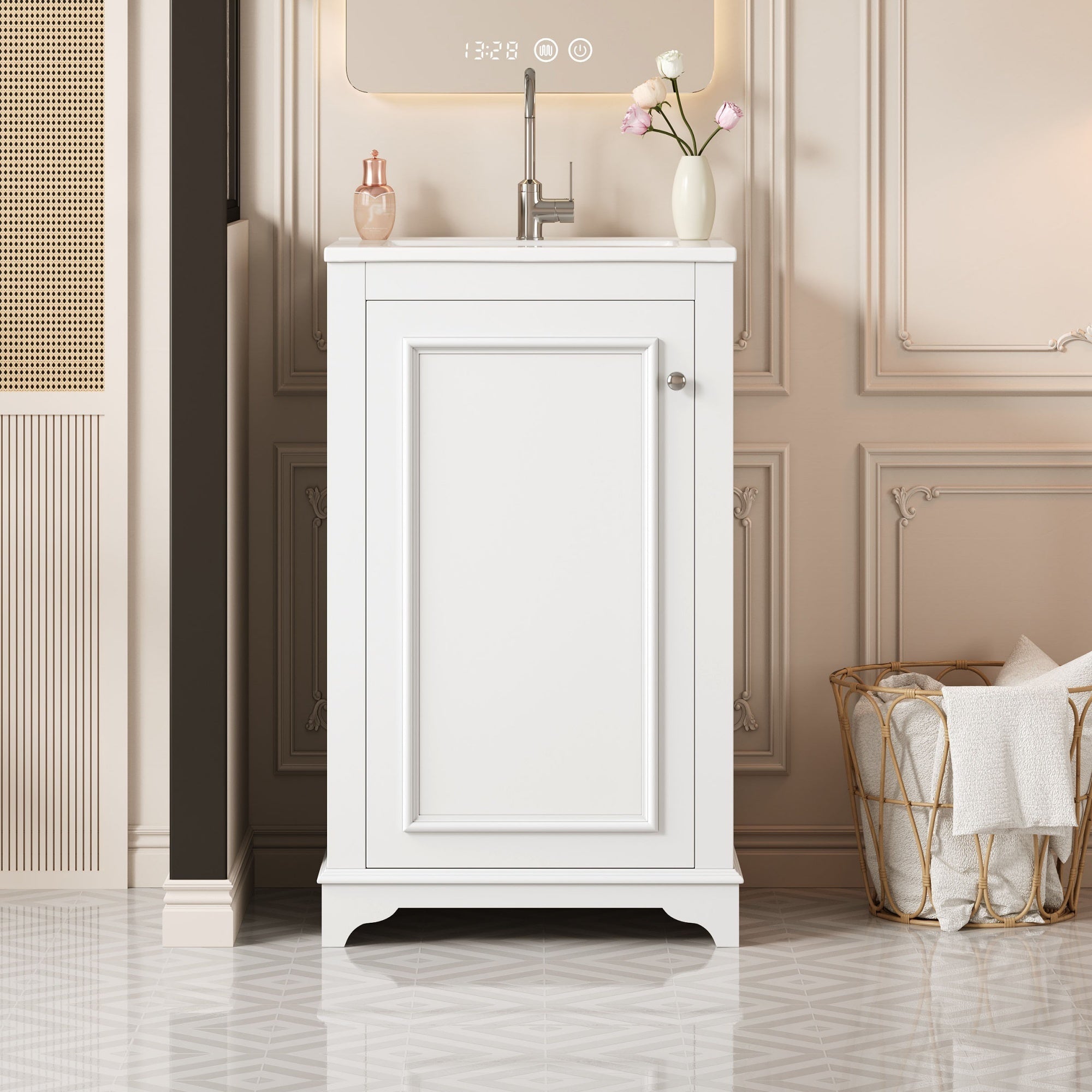 20 - inch bathroom independent single dressing table set, ceramic sink - KiKiUMi