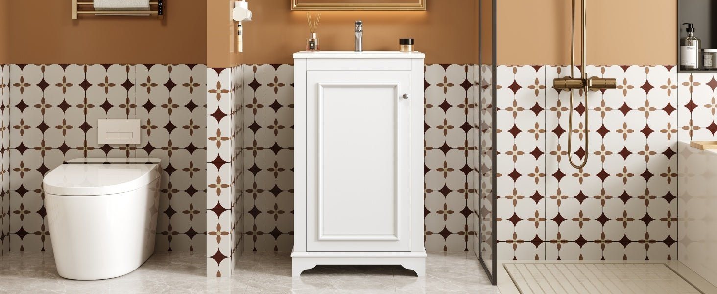 20 - inch bathroom independent single dressing table set, ceramic sink - KiKiUMi