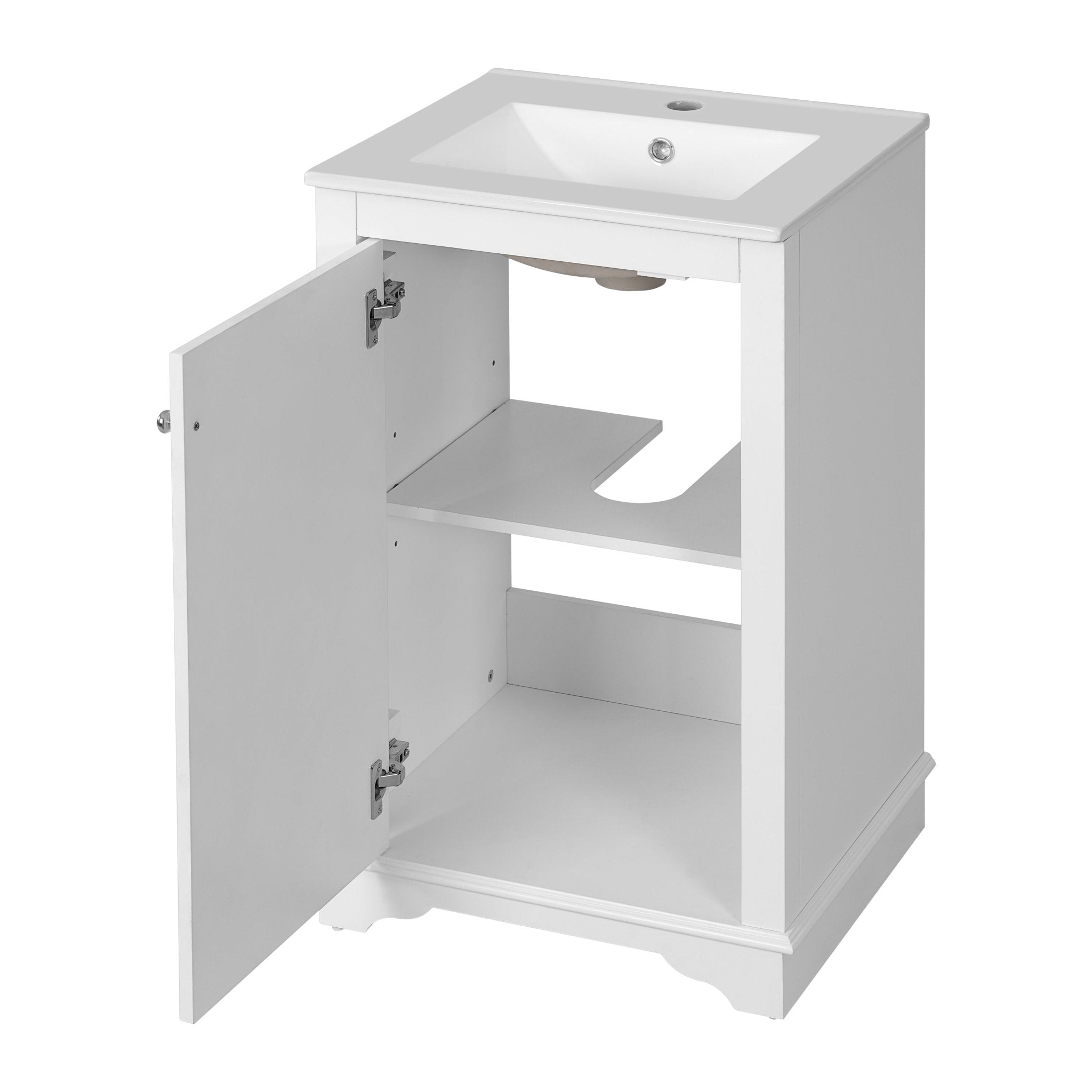 20 - inch bathroom independent single dressing table set, ceramic sink - KiKiUMi