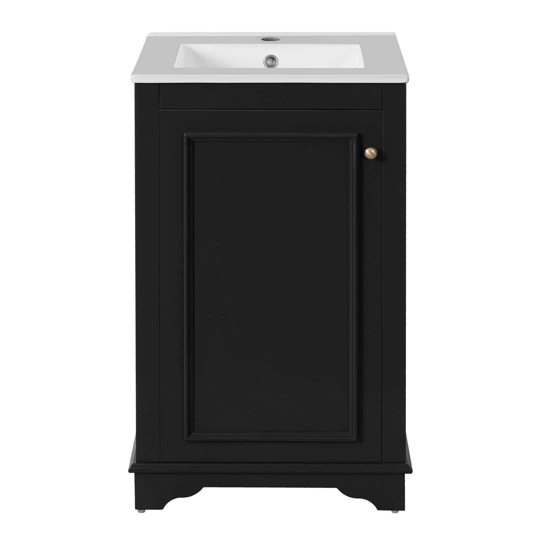 20 - inch ceramic sink standalone single dressing table set(black) - KiKiUMi