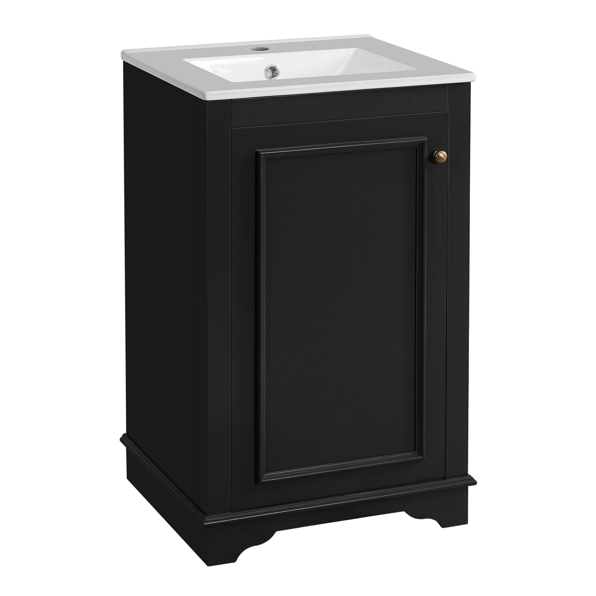 20 - inch ceramic sink standalone single dressing table set(black) - KiKiUMi