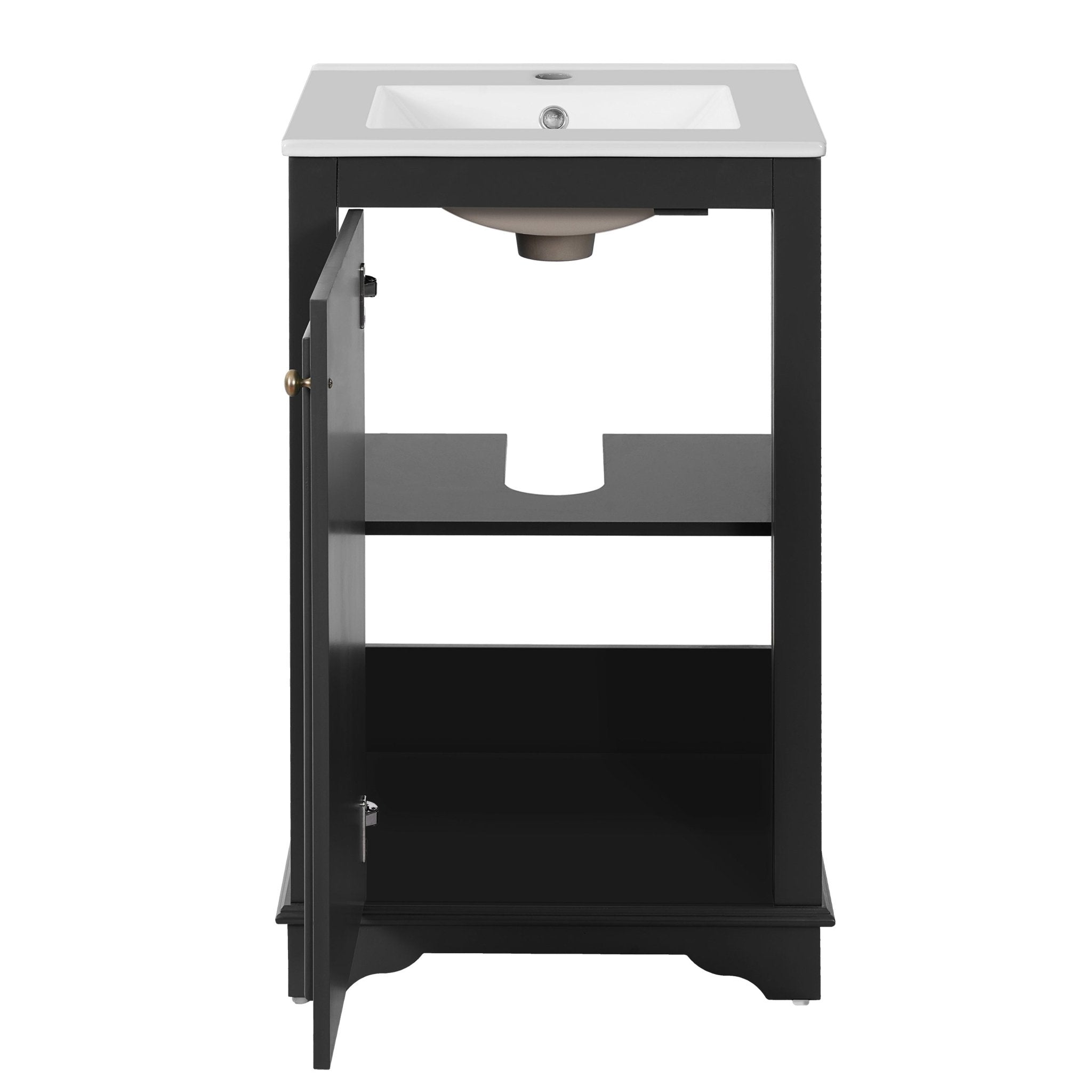 20 - inch ceramic sink standalone single dressing table set(black) - KiKiUMi