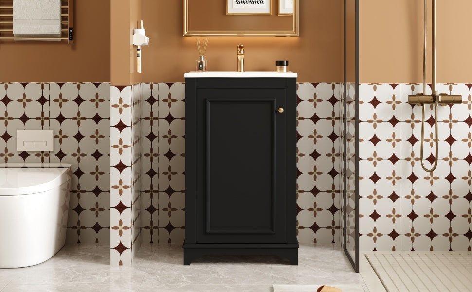 20 - inch ceramic sink standalone single dressing table set(black) - KiKiUMi