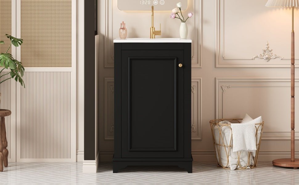 20 - inch ceramic sink standalone single dressing table set(black) - KiKiUMi
