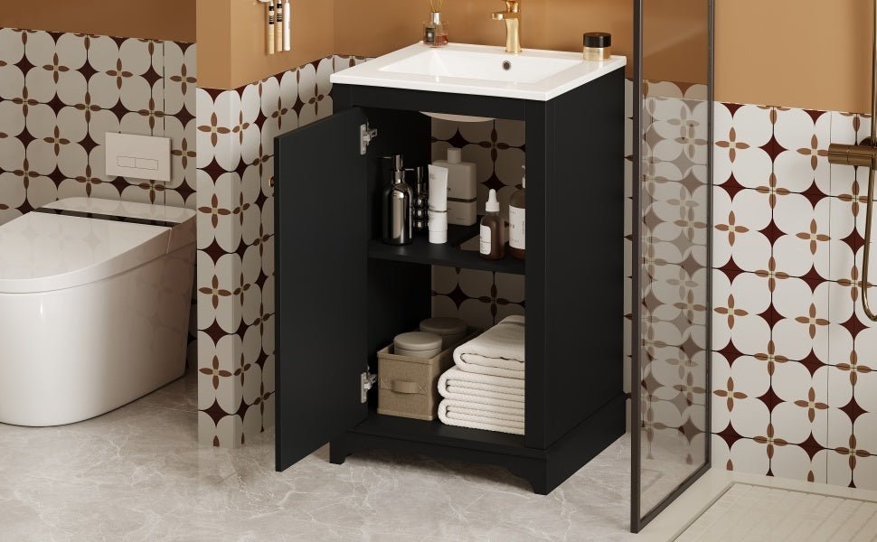 20 - inch ceramic sink standalone single dressing table set(black) - KiKiUMi
