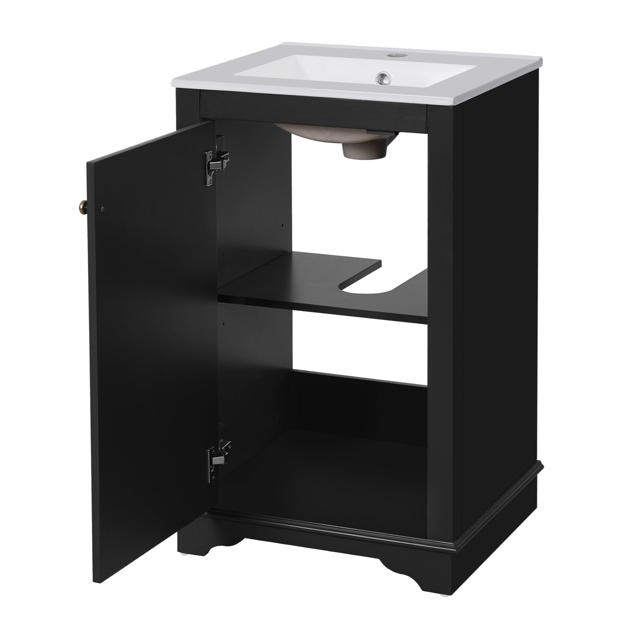 20 - inch ceramic sink standalone single dressing table set(black) - KiKiUMi