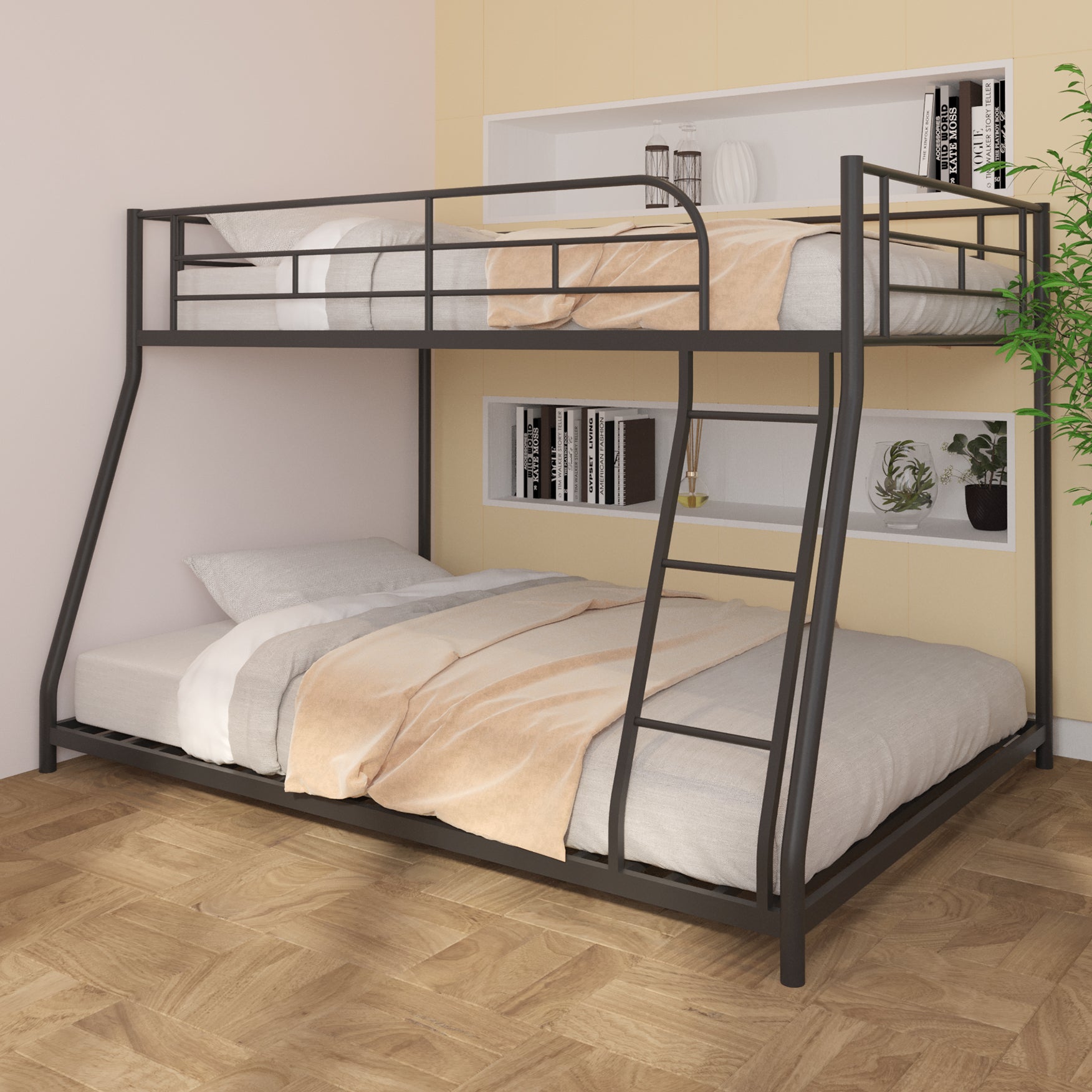 Low-noise metal double bed