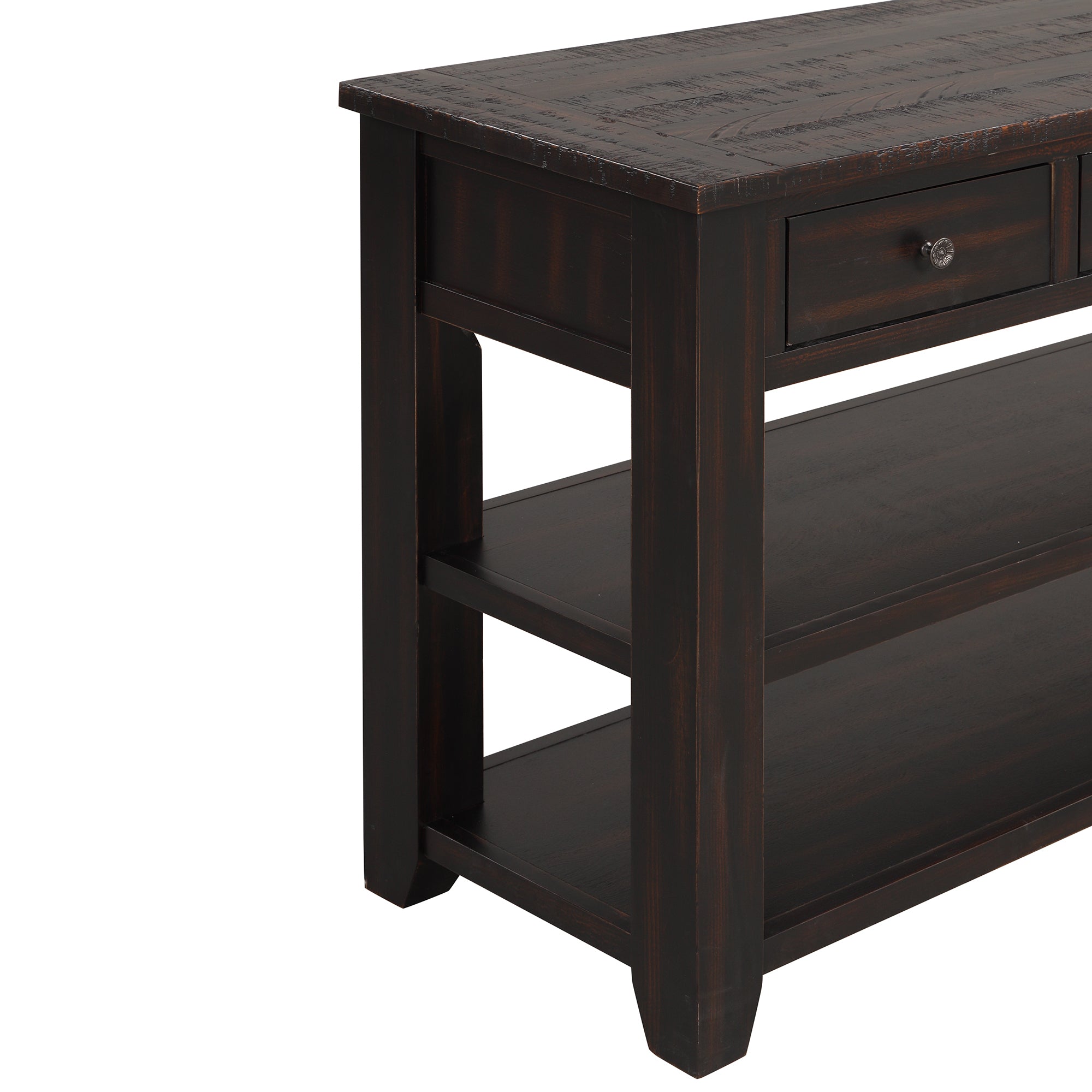 Modern solid pine top control console table(distressed black)