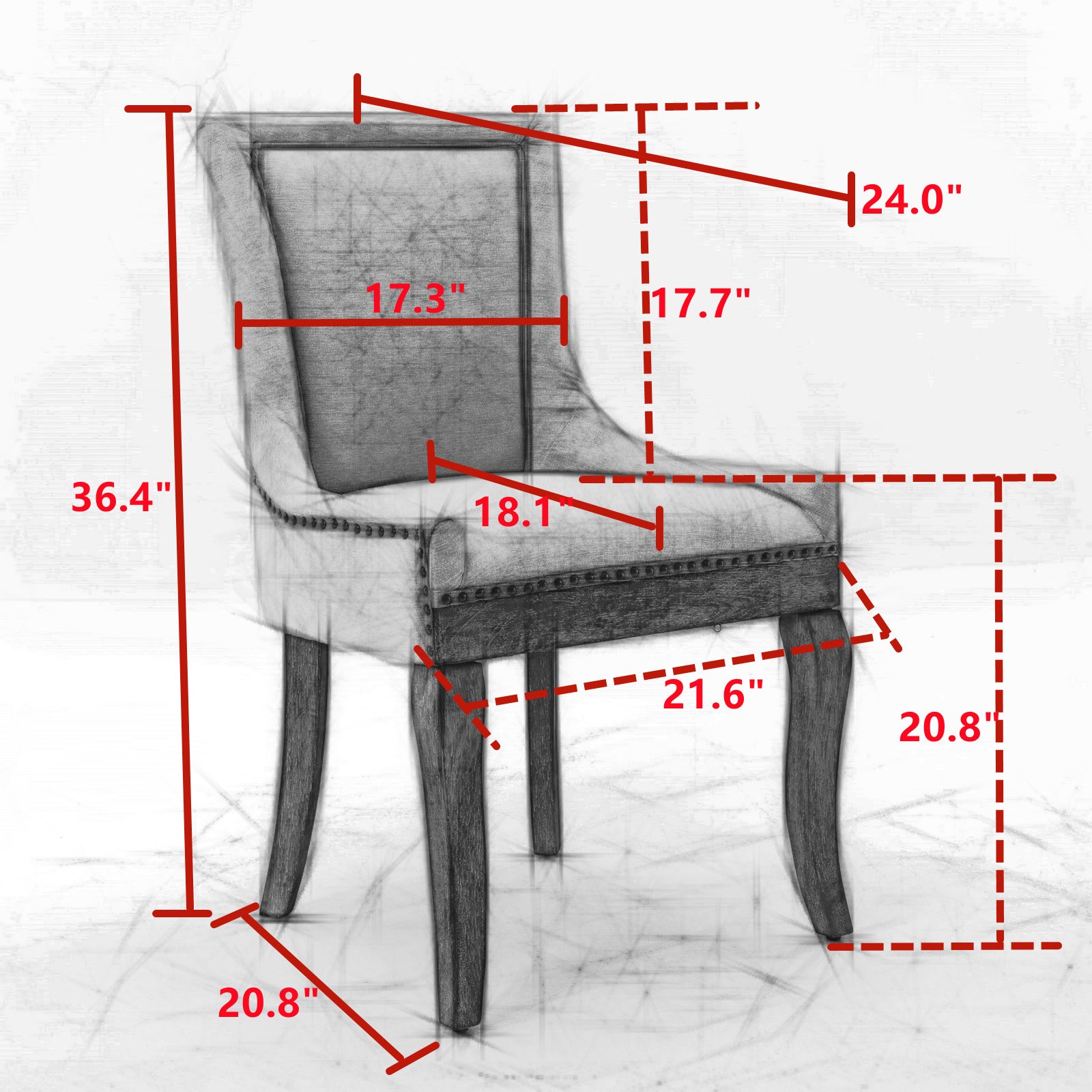 Retro-style thickened fabric light luxury high-back dining chair（burgundy）