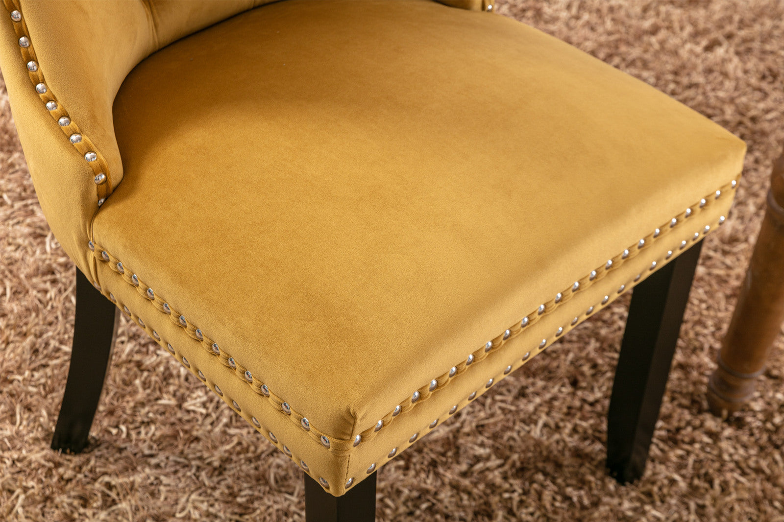 Two velvet cushioned bar stools (gold)