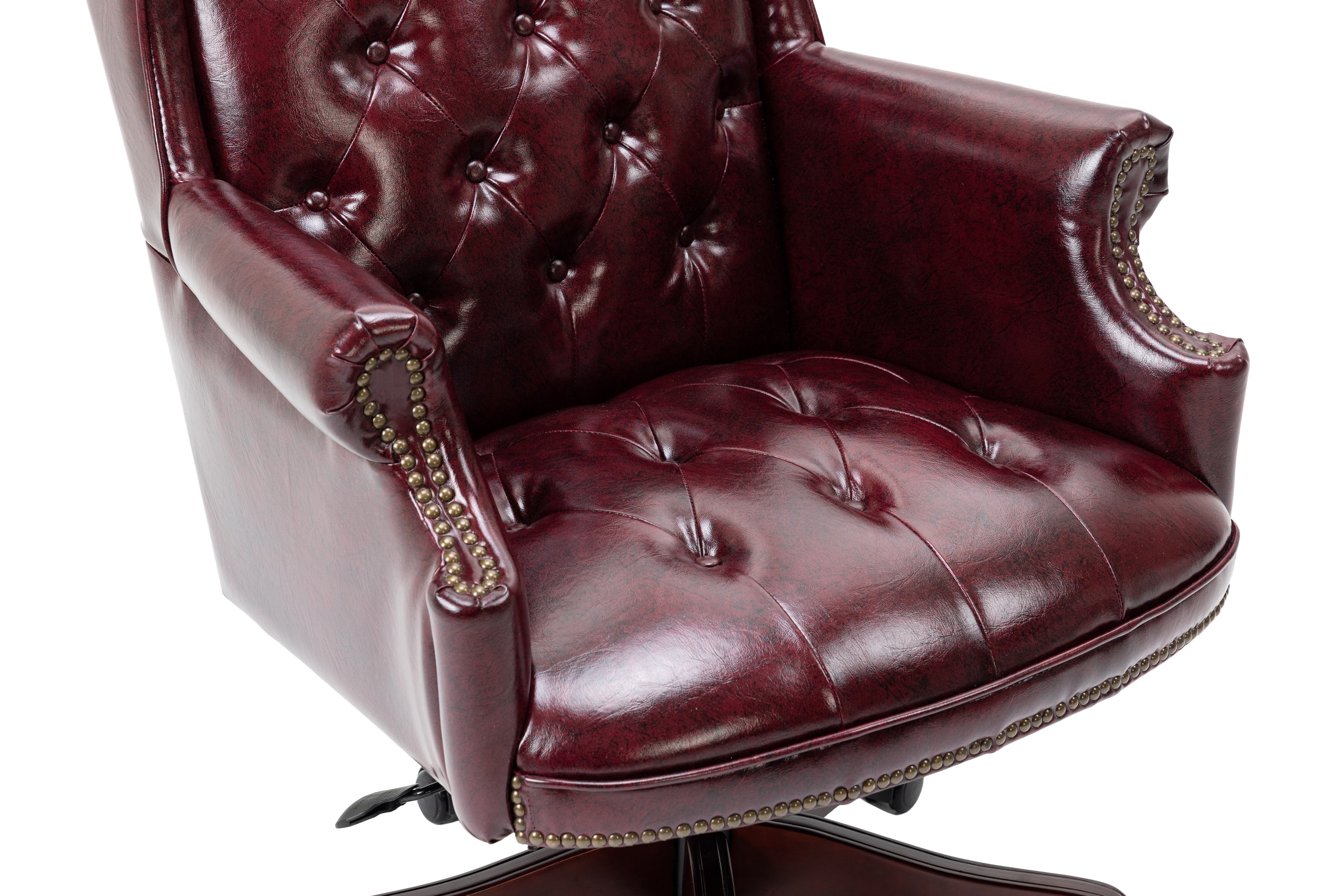 High-backrest PU leather executive office chair(burgundy)