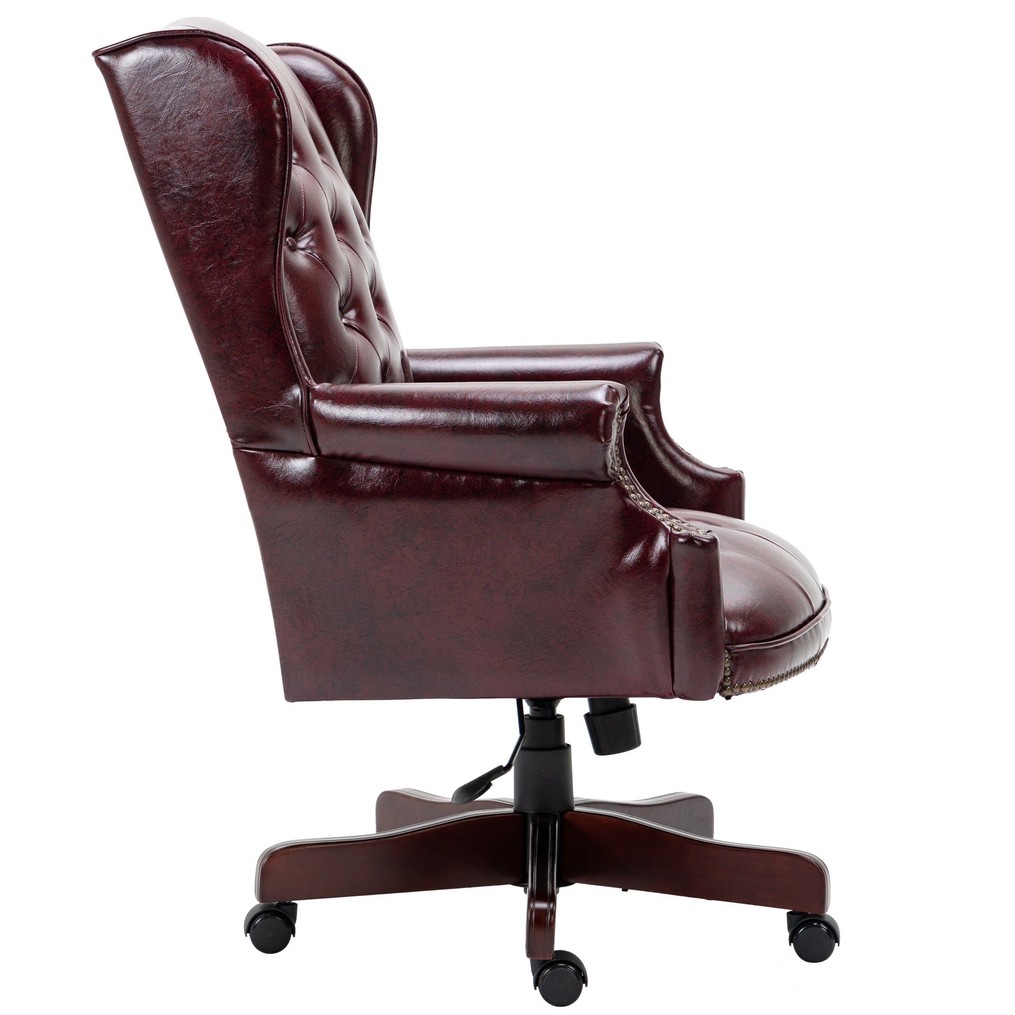 High-backrest PU leather executive office chair(burgundy)