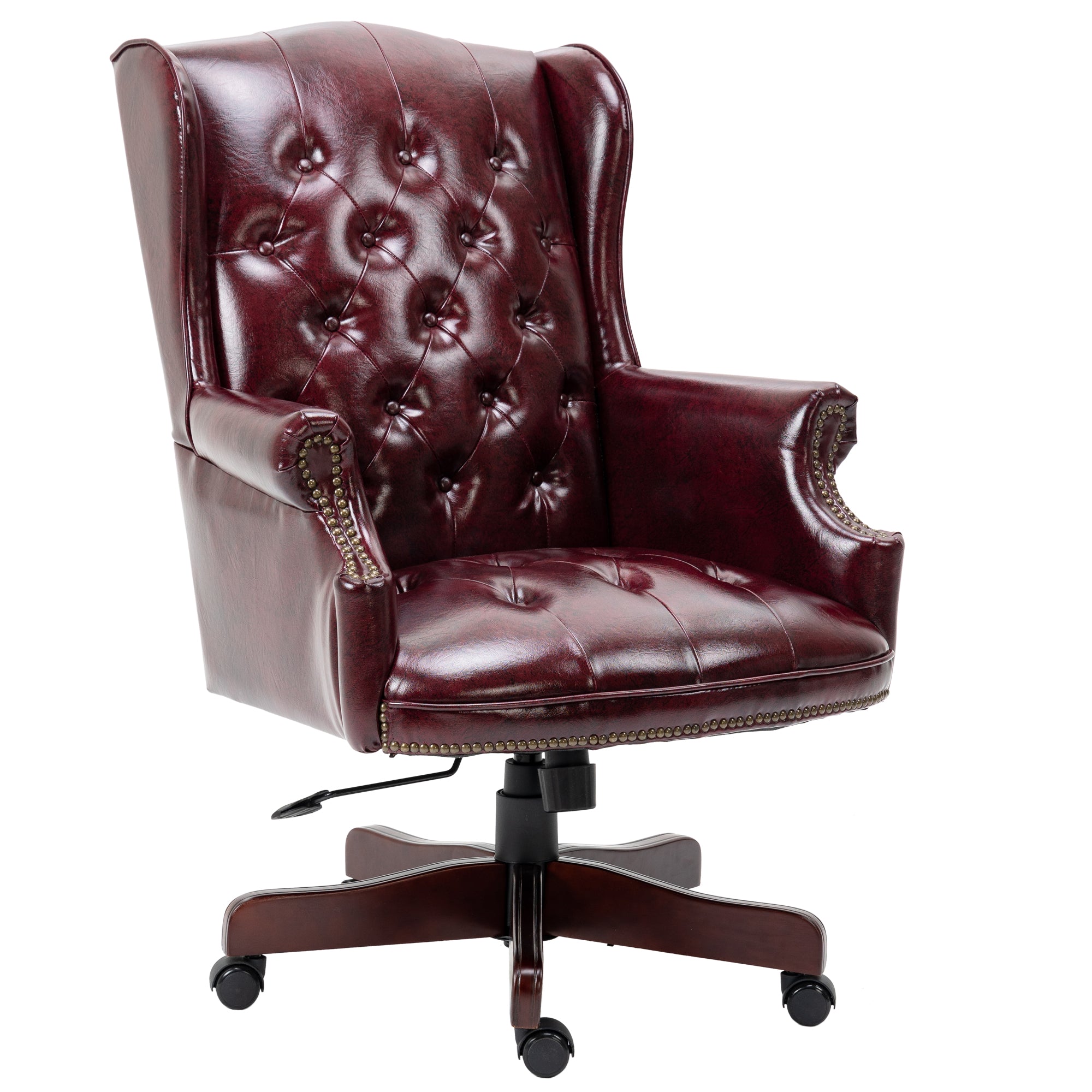 High-backrest PU leather executive office chair(burgundy)