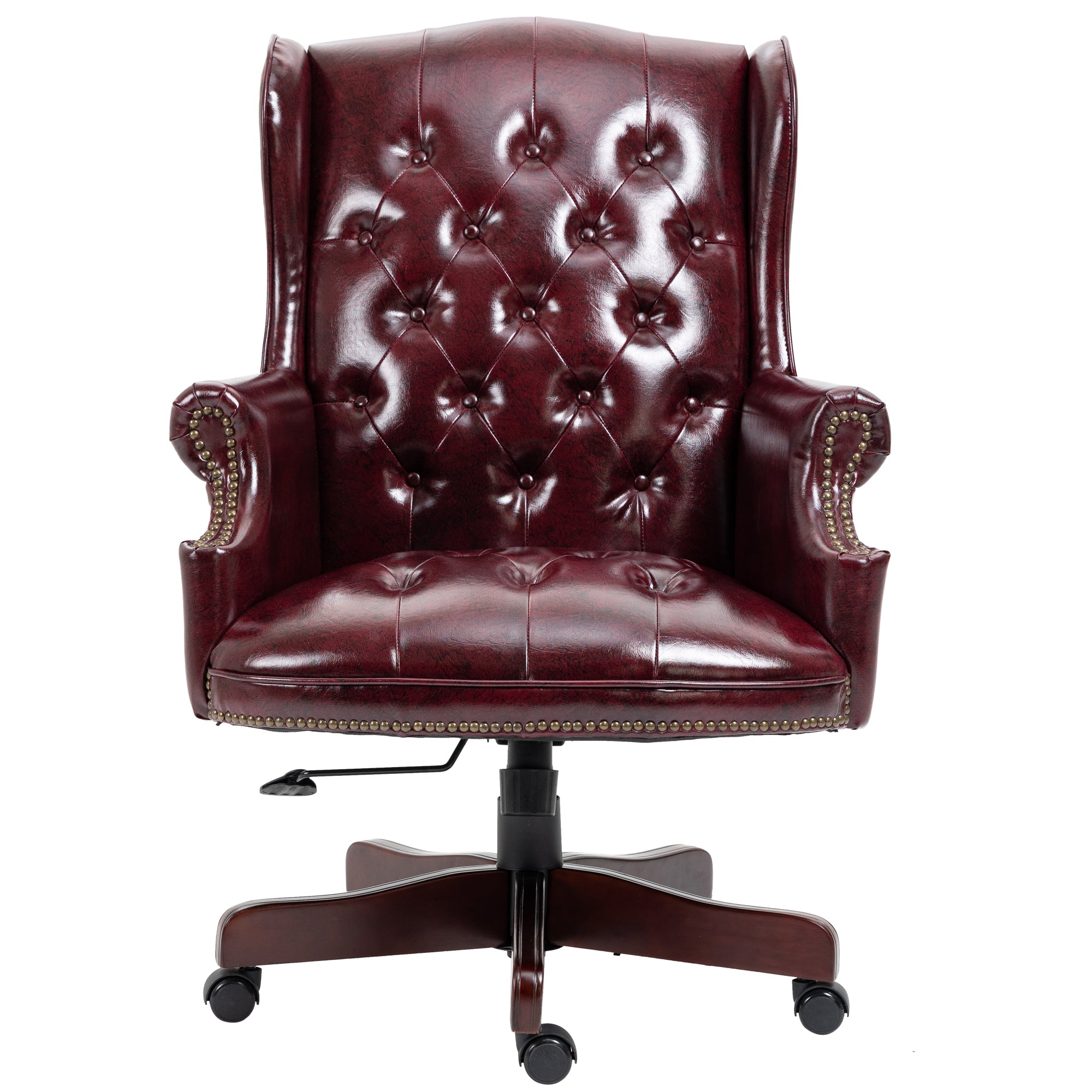 High-backrest PU leather executive office chair(burgundy)