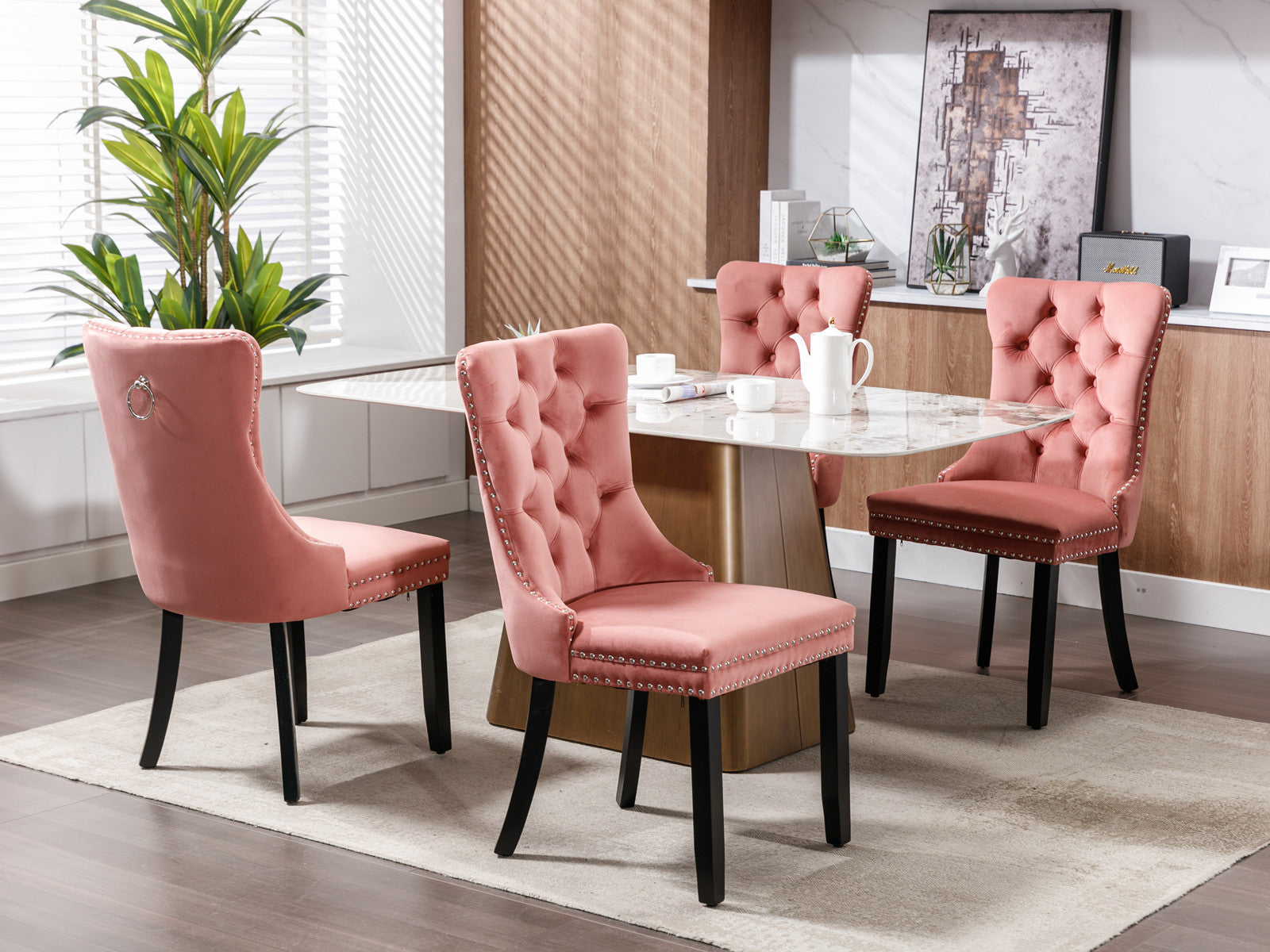 Two velvet cushioned bar stools (pink)