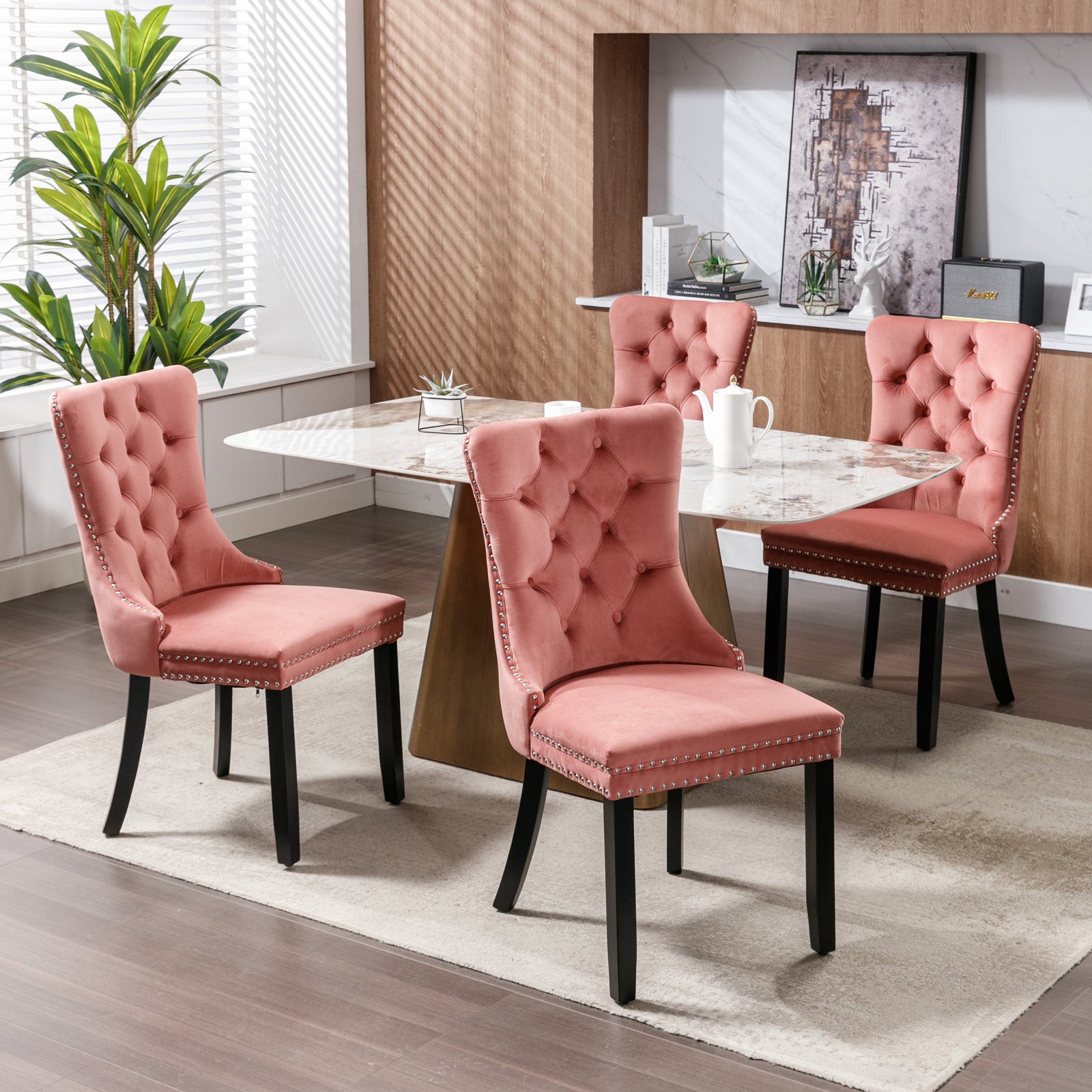 Two velvet cushioned bar stools (pink)