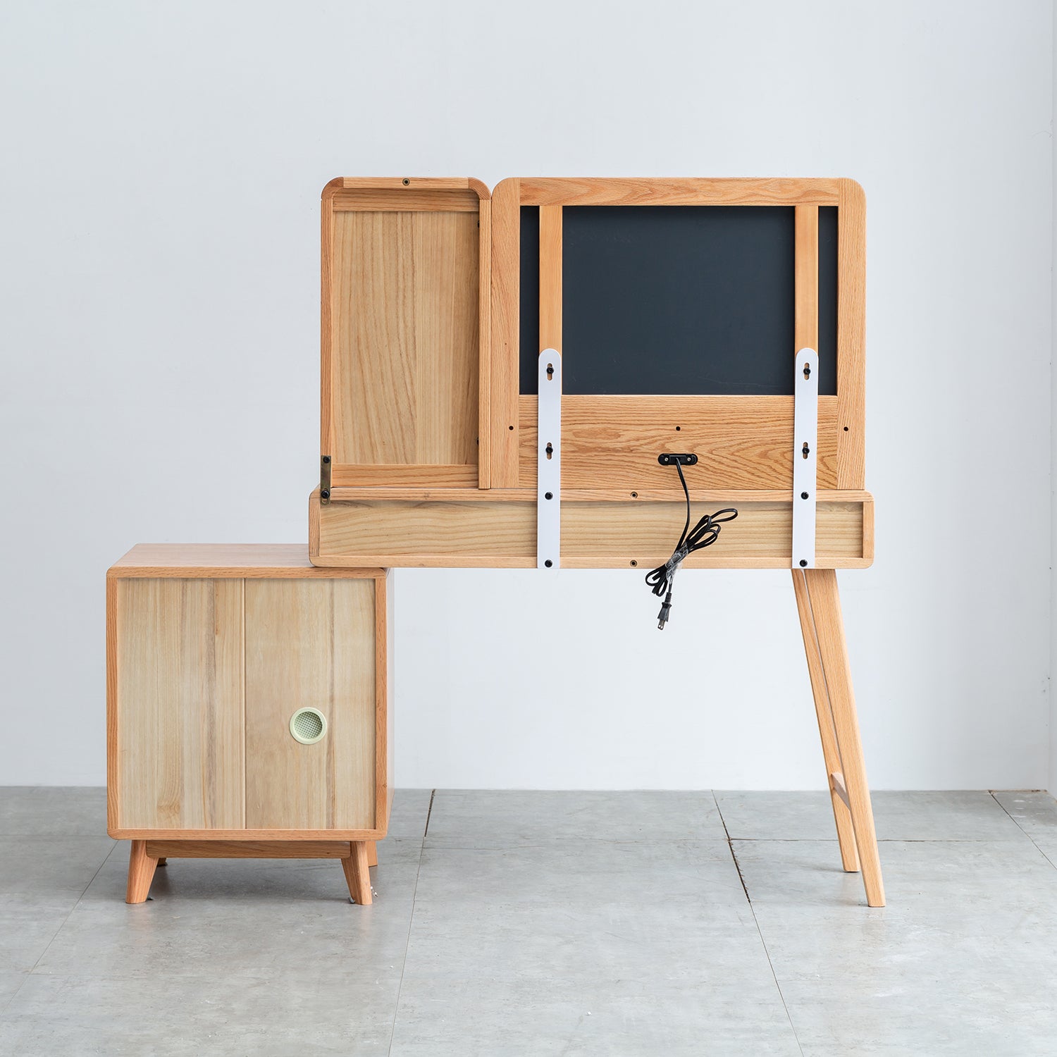 Solid Oak Dressing Table Set,Vanity Set with Mirror & Stool