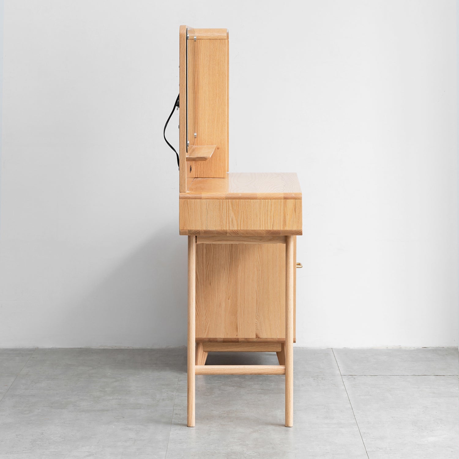Solid Oak Dressing Table Set,Vanity Set with Mirror & Stool