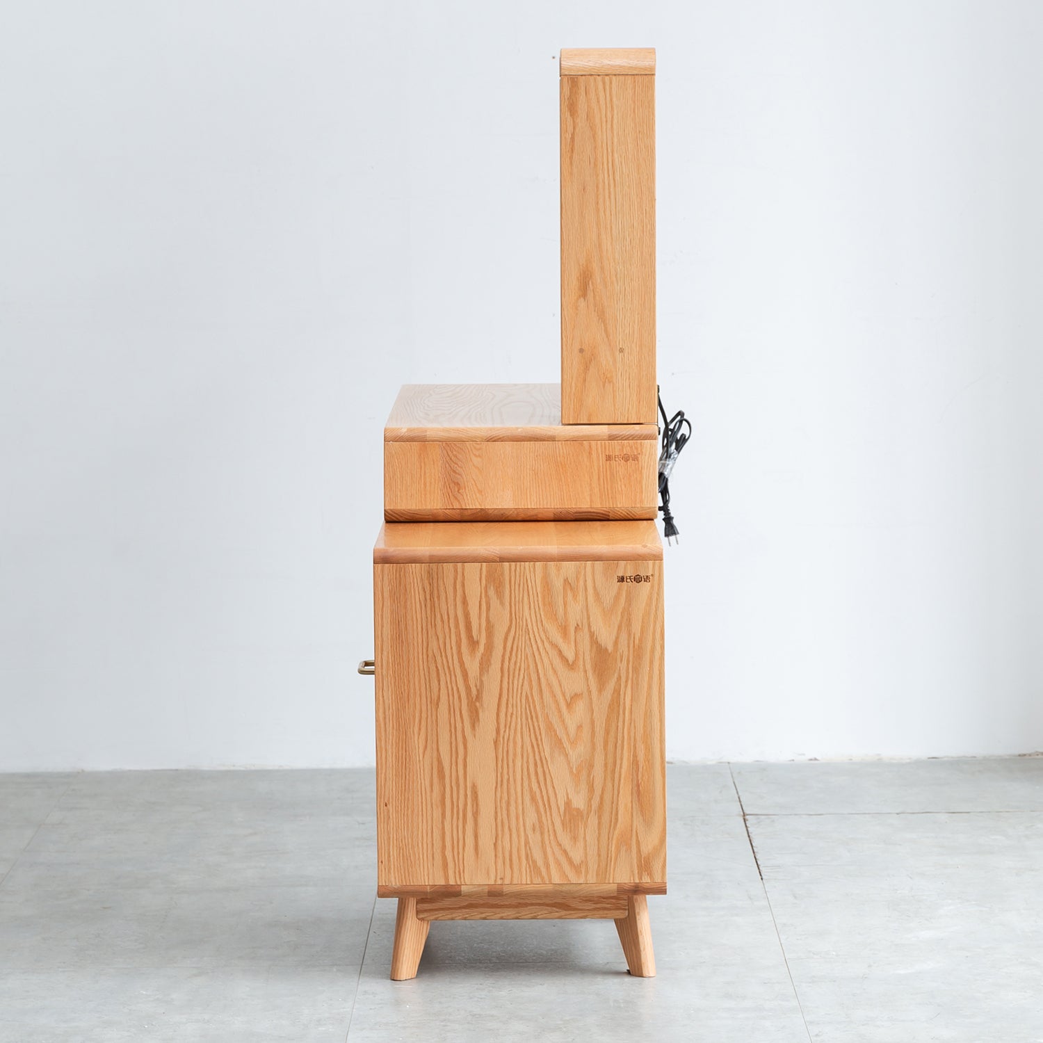Solid Oak Dressing Table Set,Vanity Set with Mirror & Stool