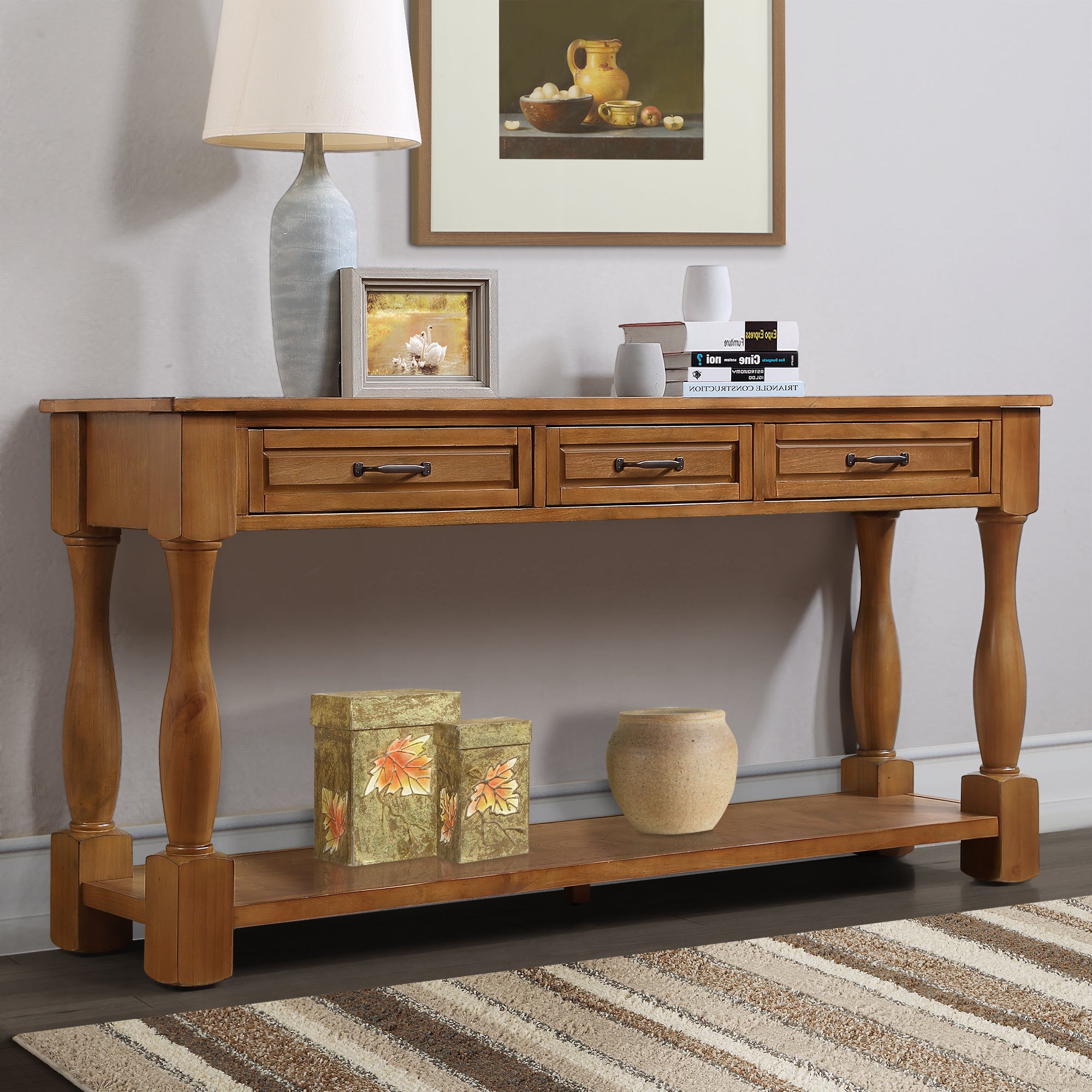 Multi-functional long wooden control console(brown)